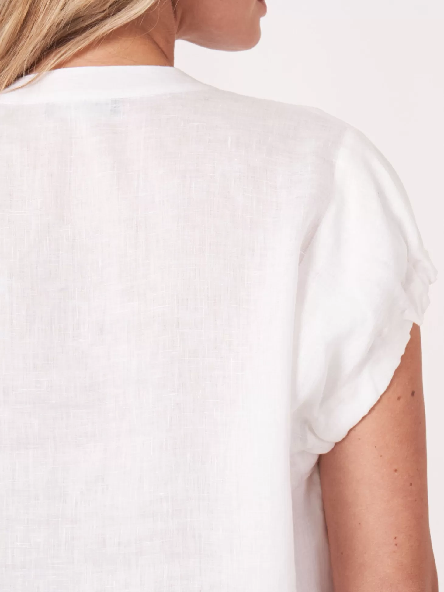 REPEAT cashmere Chemisier En Lin Avec Emmanchures A Cordon De Serrage White Flash Sale