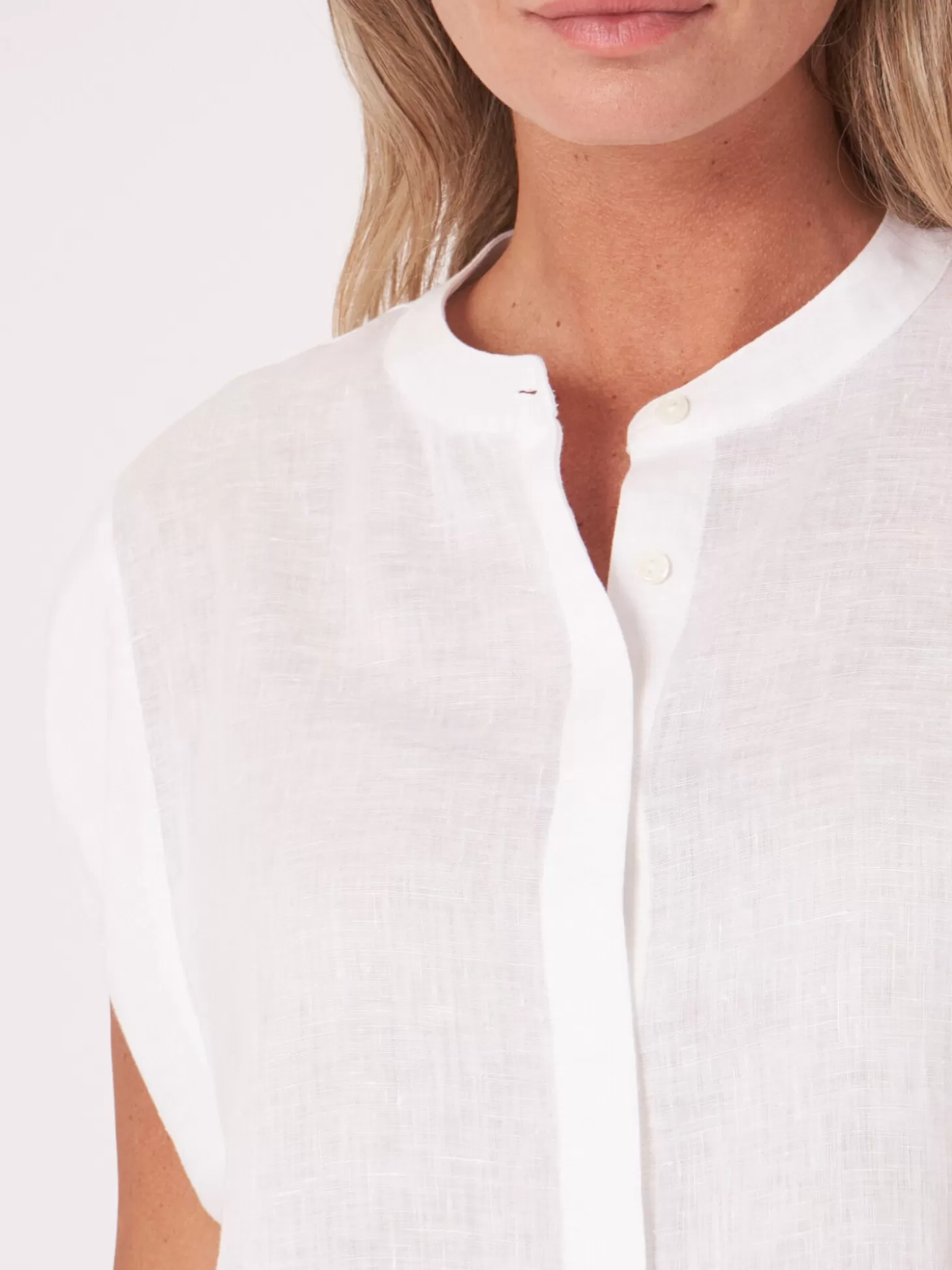 REPEAT cashmere Chemisier En Lin Avec Emmanchures A Cordon De Serrage White Flash Sale