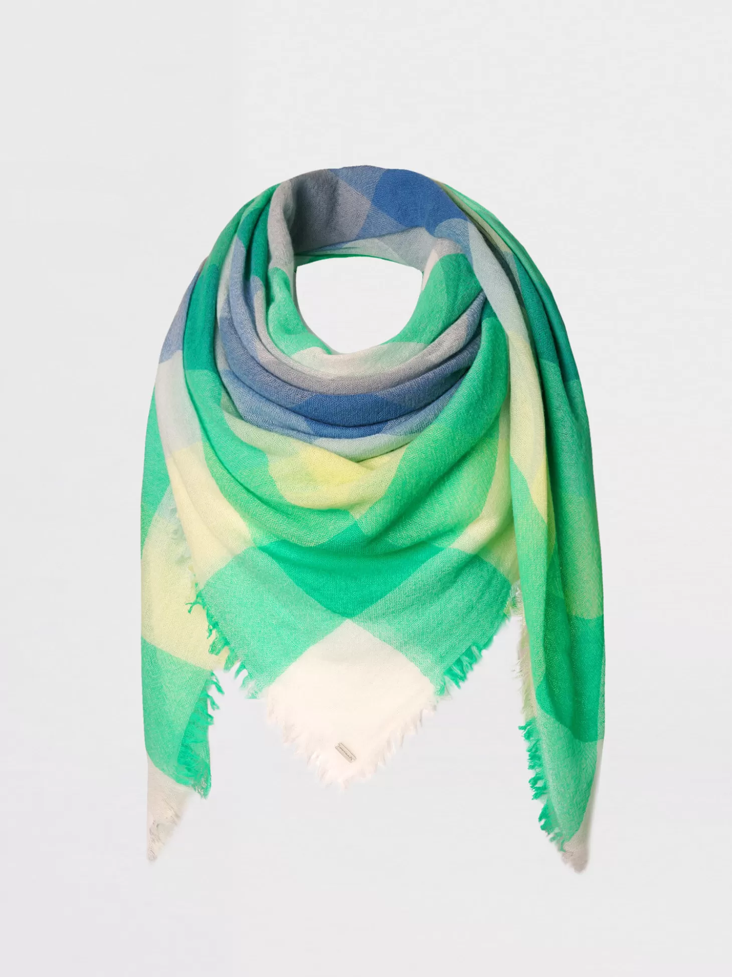 REPEAT cashmere Echarpe Carree Tissee En Laine Melangee Avec Motif A Carreaux Basil Store