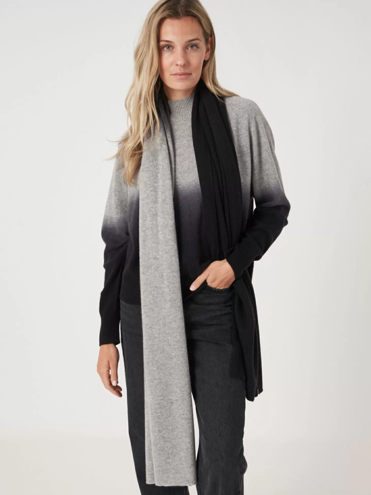 REPEAT cashmere Echarpe Degrade En Cachemire Black Fashion