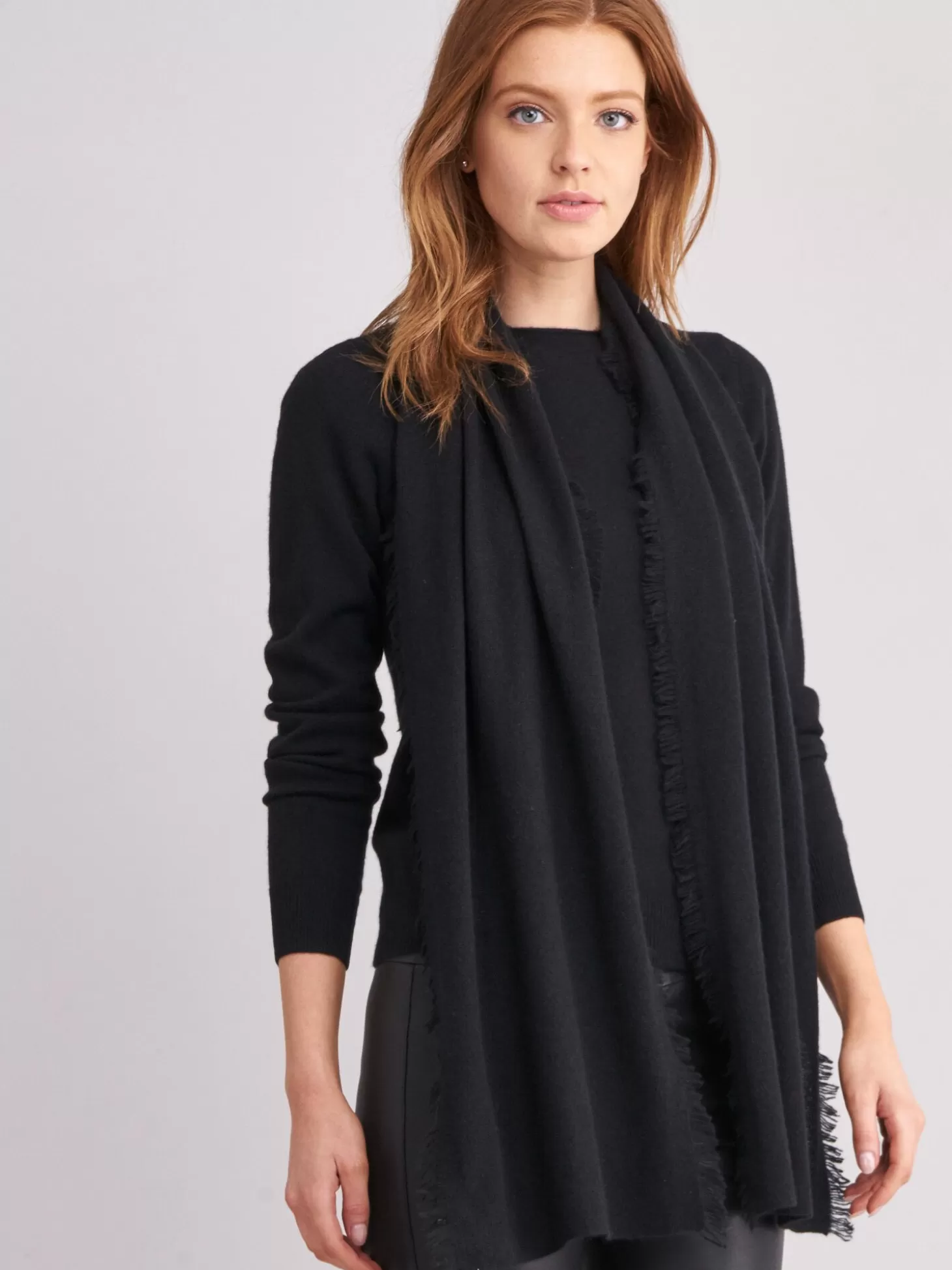 REPEAT cashmere Echarpe En Cachemire Biologique A Franges Black Cheap