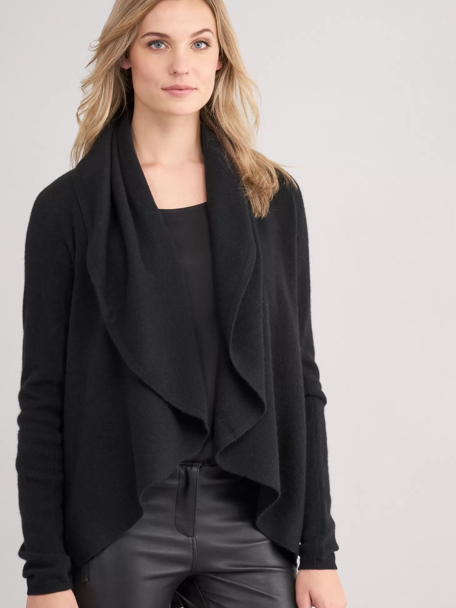 REPEAT cashmere Gilet Ouvert A Col Chale En Cachemire Biologique Black Cheap