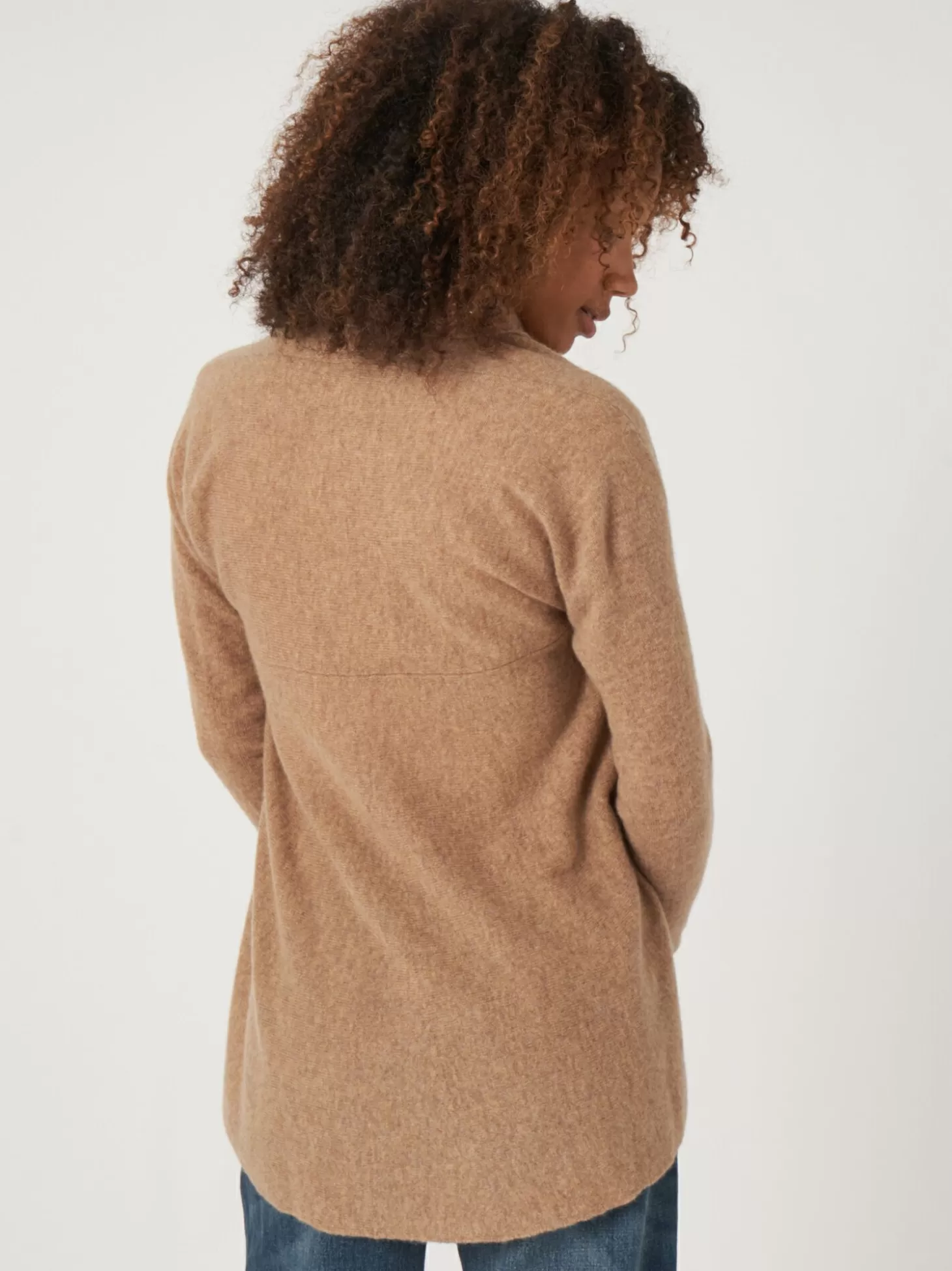 REPEAT cashmere Gilet Ouvert A Col Chale En Cachemire Biologique Camel Discount