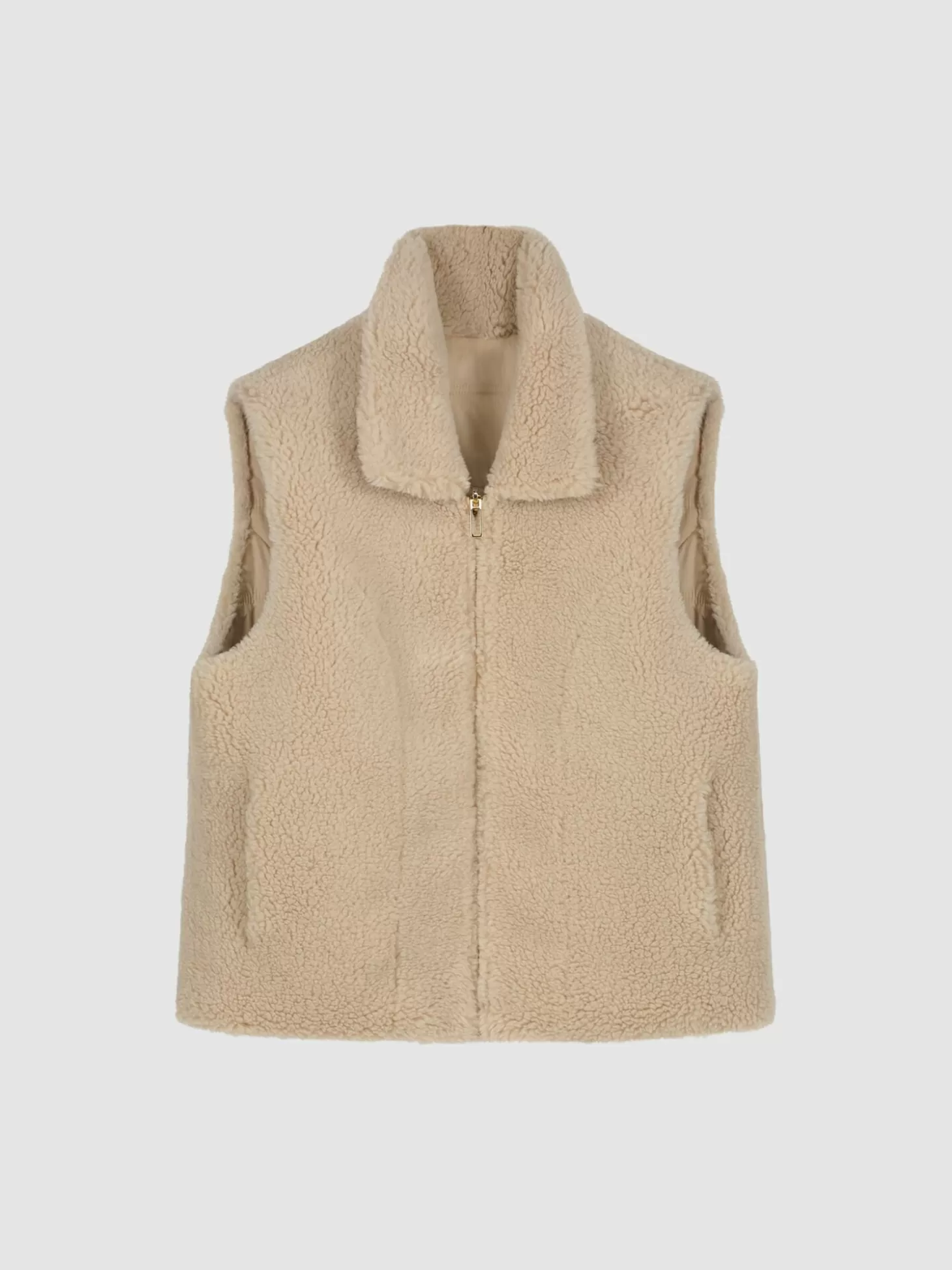 REPEAT cashmere Gilet Reversible En Laine Teddy Blush Clearance