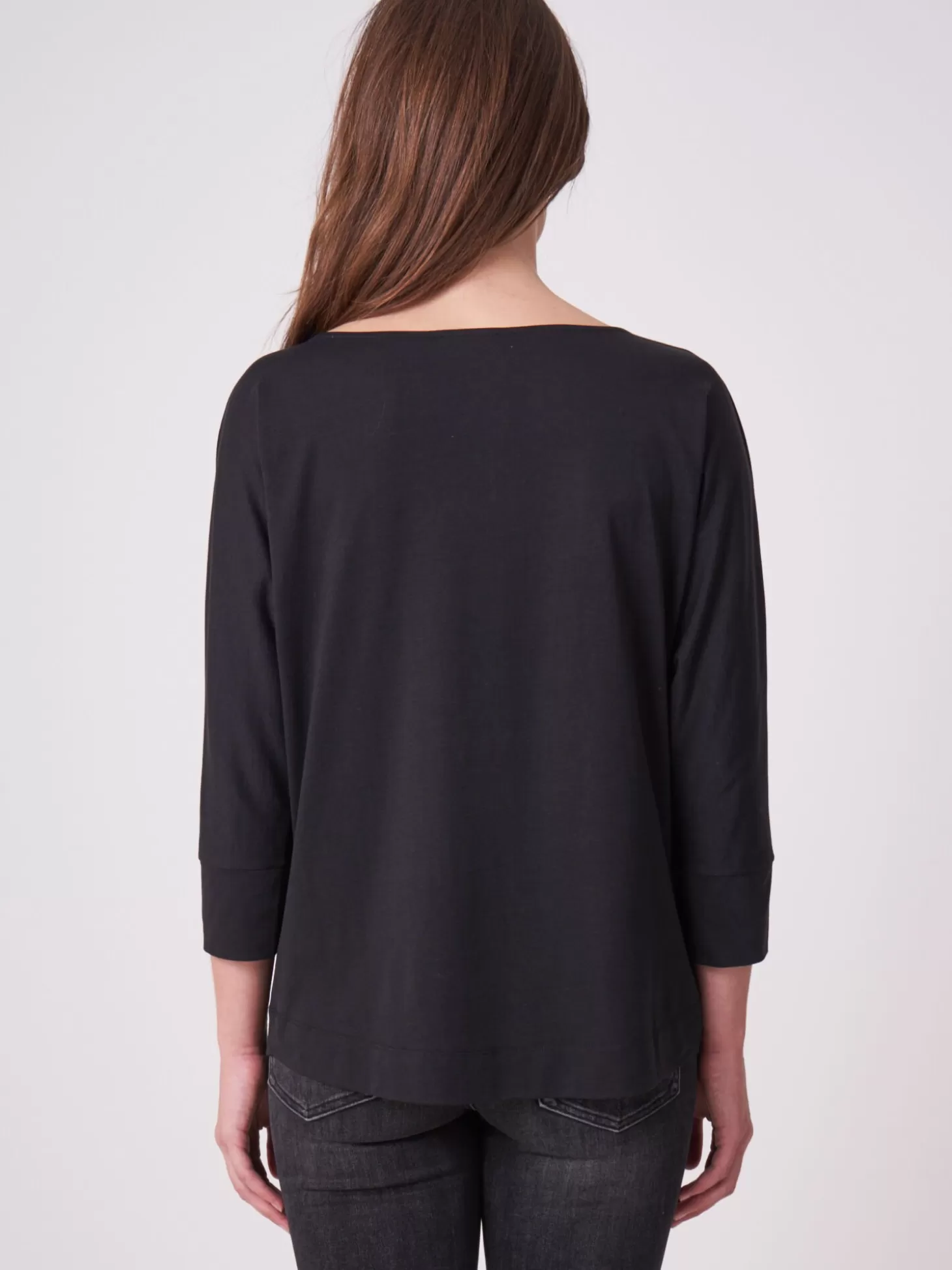 REPEAT cashmere Haut A 3/4 Manches Chauve-Souris Black Clearance