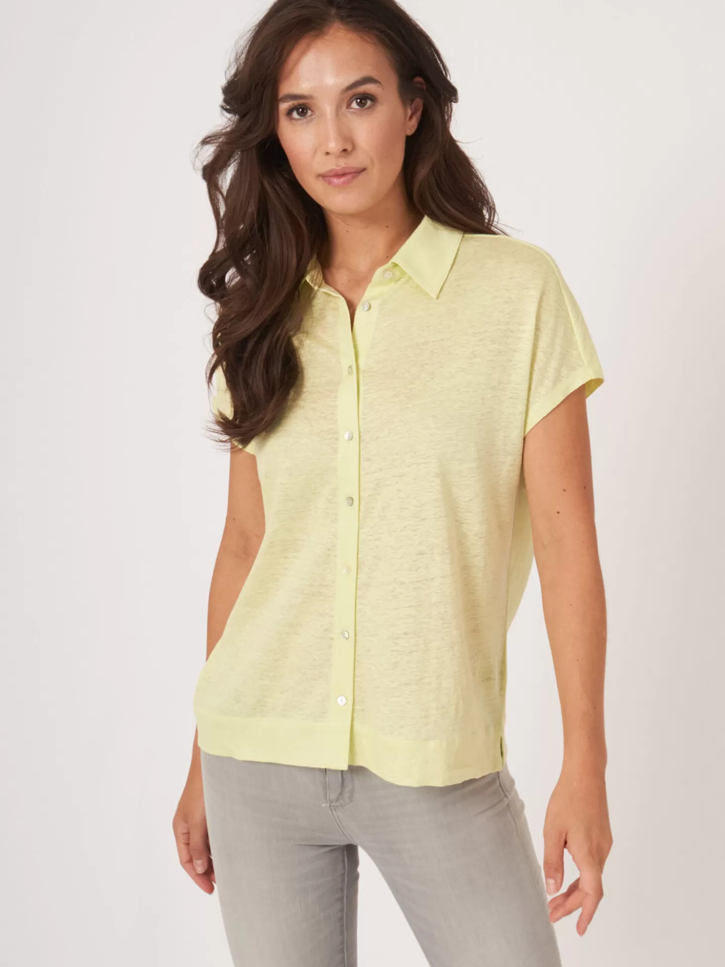 REPEAT cashmere Haut De Chemise En Lin Soda Outlet