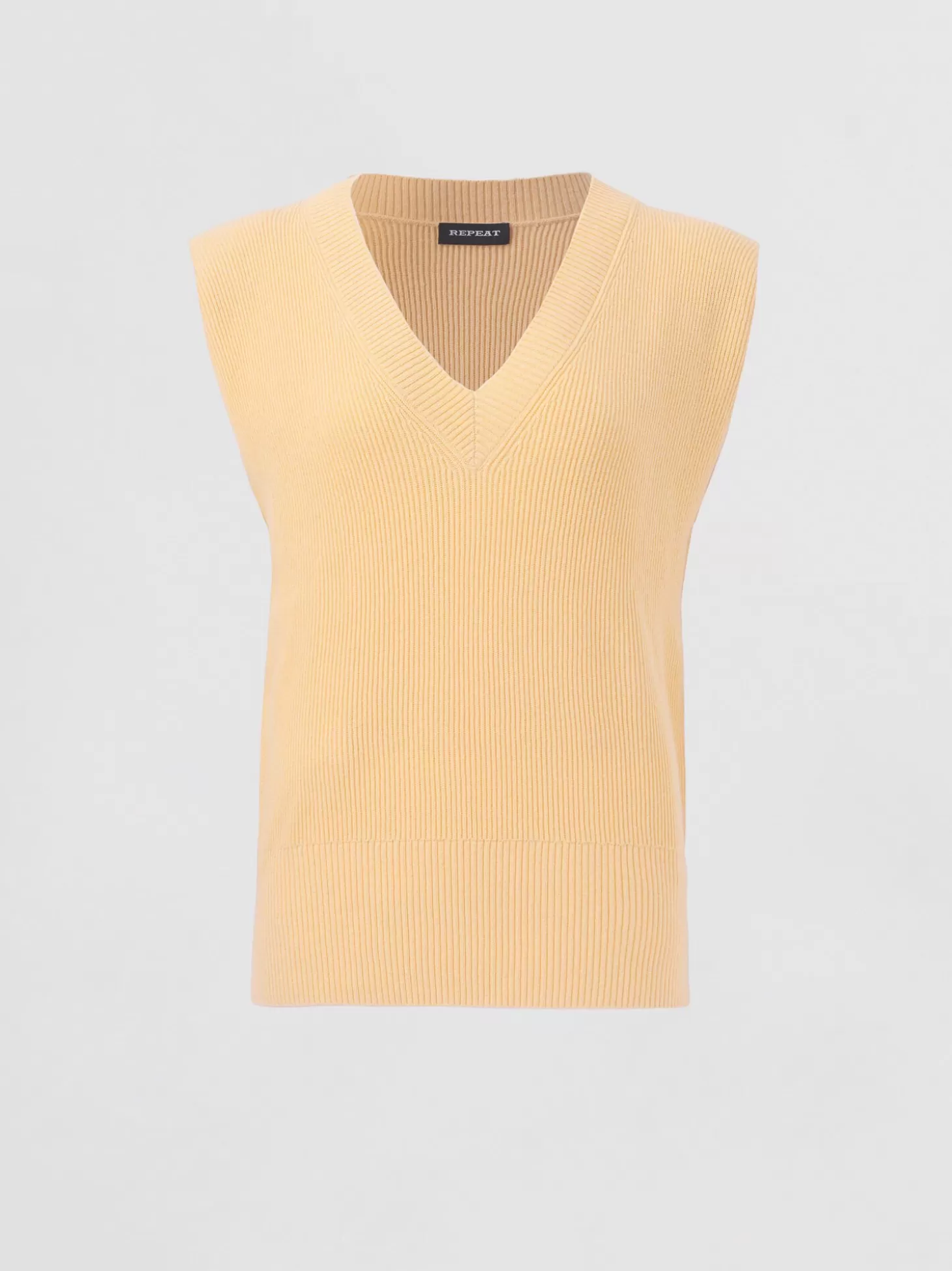 REPEAT cashmere Haut Sans Manches En Tricot En Coton Cachemire A Col En V Profond Glow Best