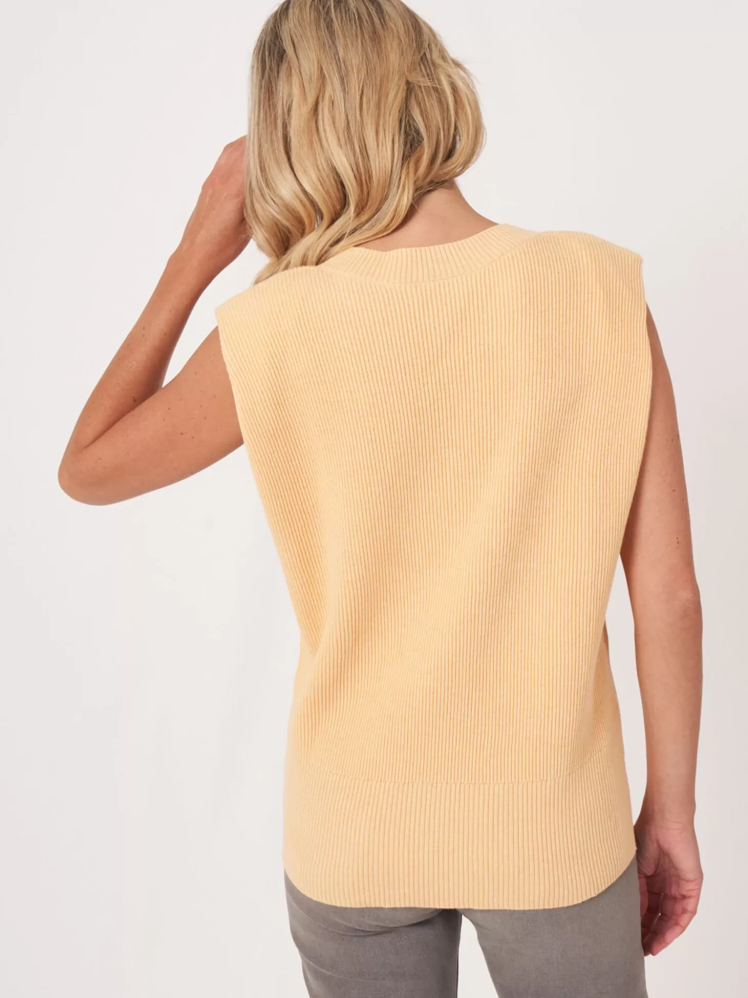 REPEAT cashmere Haut Sans Manches En Tricot En Coton Cachemire A Col En V Profond Glow Best