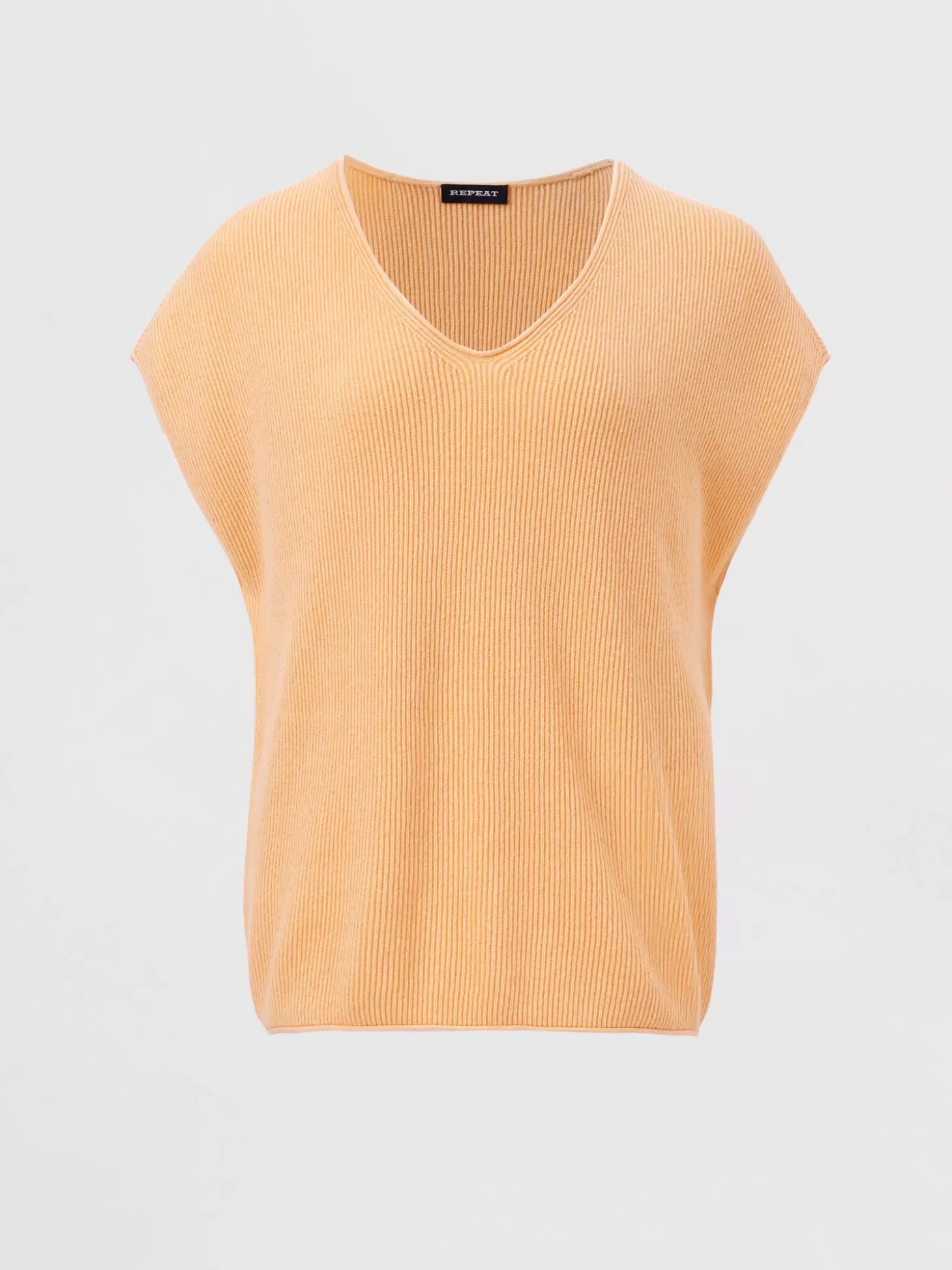 REPEAT cashmere Haut Tricote A Col En V En Melange Coton Cachemire Glow Discount