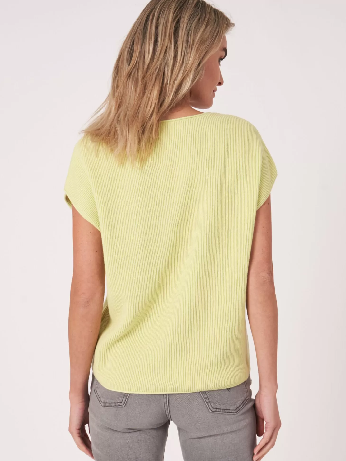 REPEAT cashmere Haut Tricote A Col En V En Melange Coton Cachemire Soda Fashion