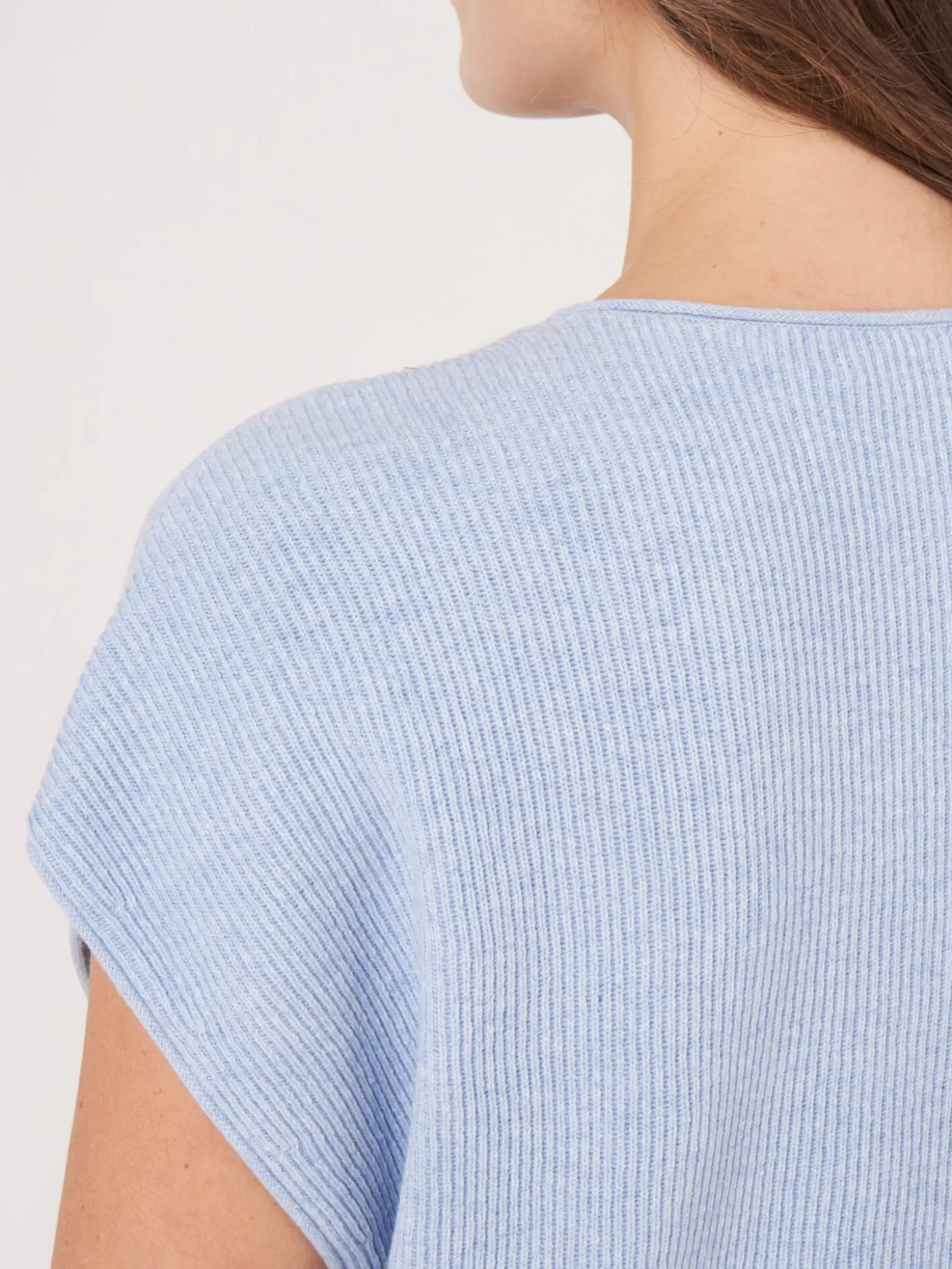 REPEAT cashmere Haut Tricote A Col En V En Melange Coton Cachemire Sky Cheap