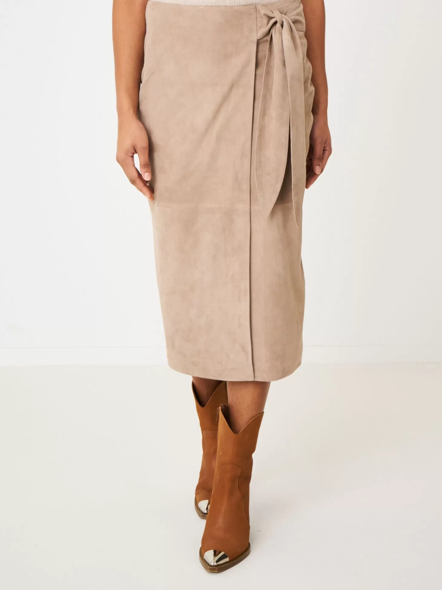 REPEAT cashmere Jupe Cache CUr En Cuir Taupe Clearance