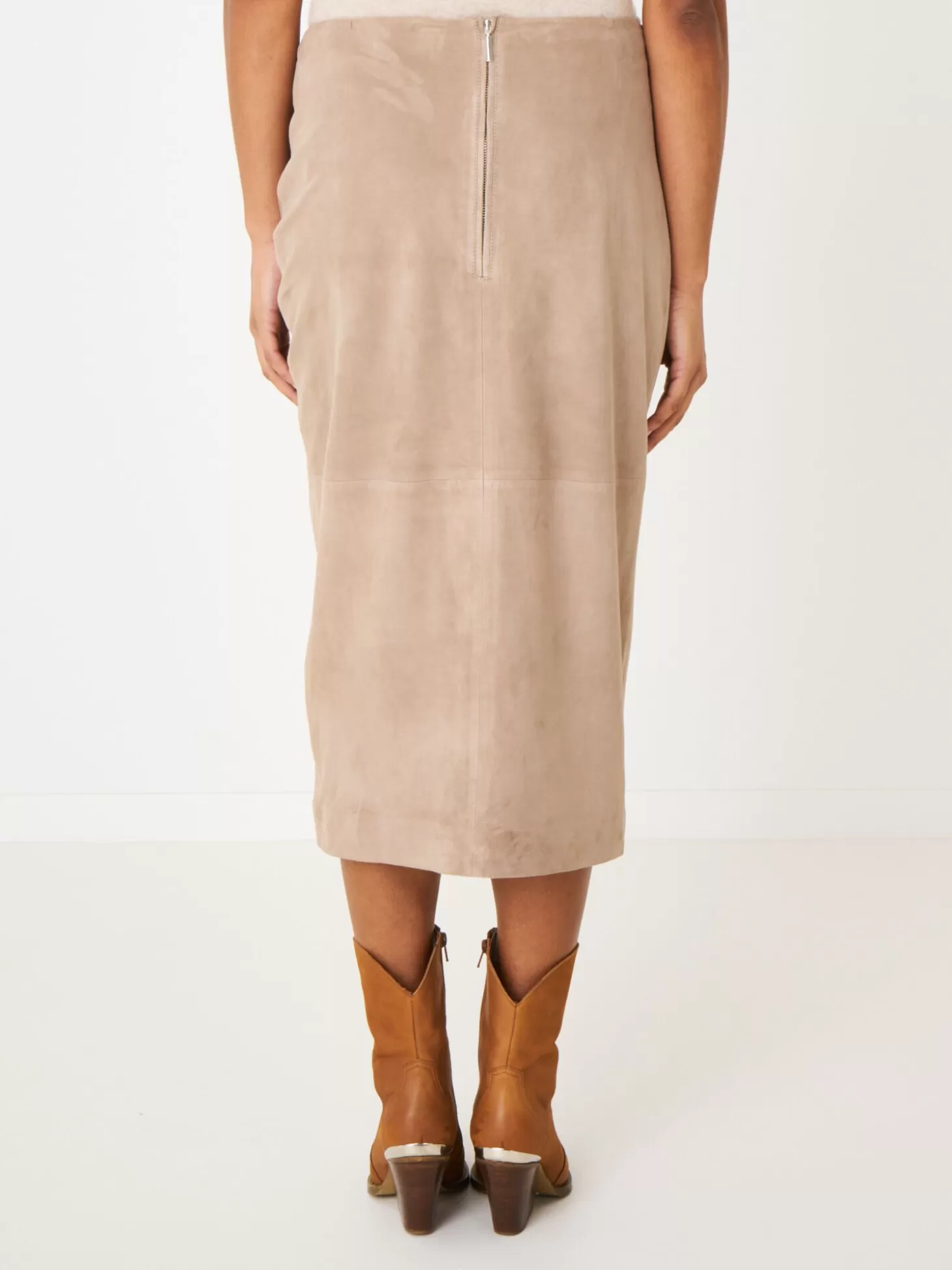 REPEAT cashmere Jupe Cache CUr En Cuir Taupe Clearance