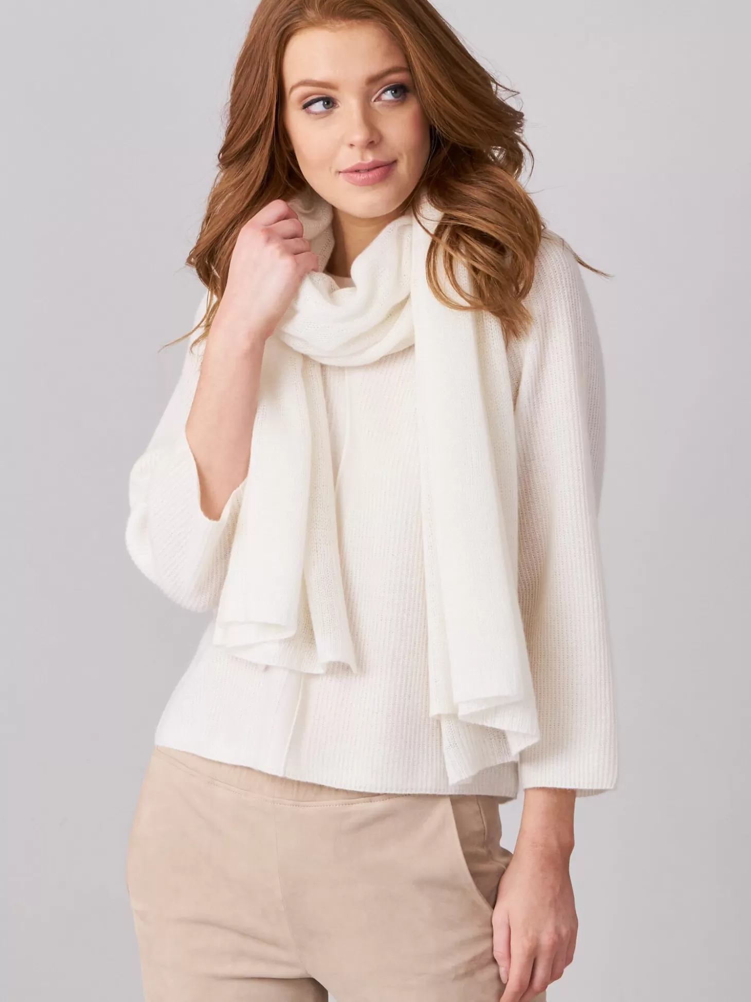 REPEAT cashmere Large Echarpe En Cachemire Biologique Cream Shop