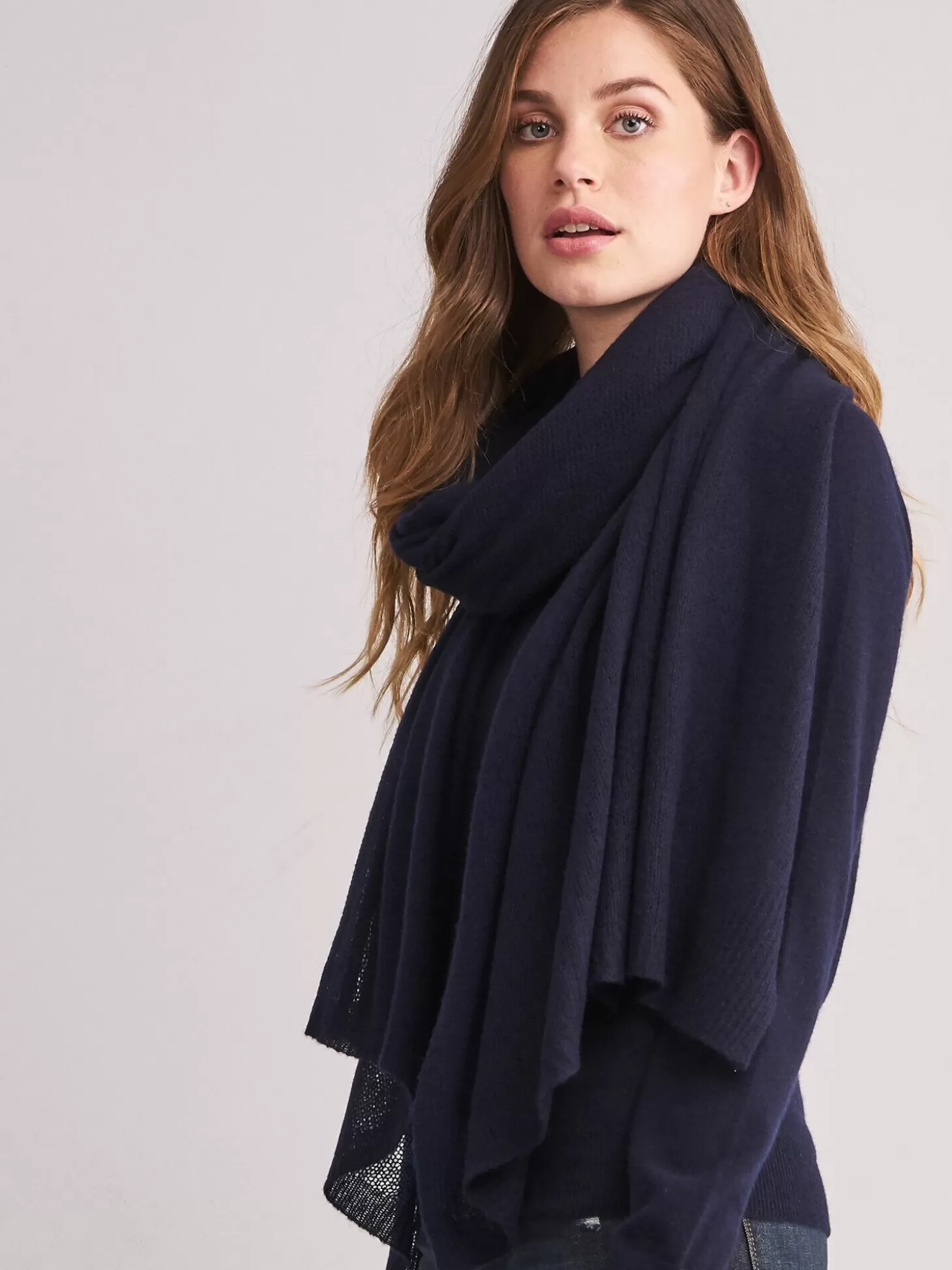 REPEAT cashmere Large Echarpe En Cachemire Biologique Navy Cheap