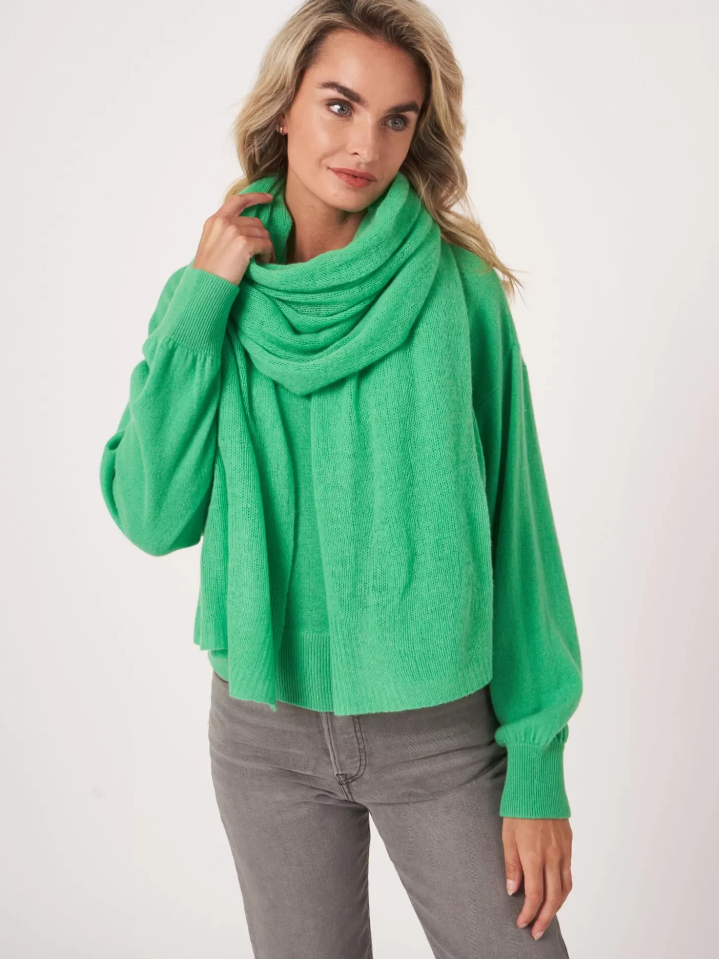 REPEAT cashmere Large Echarpe En Cachemire Biologique Basil Hot