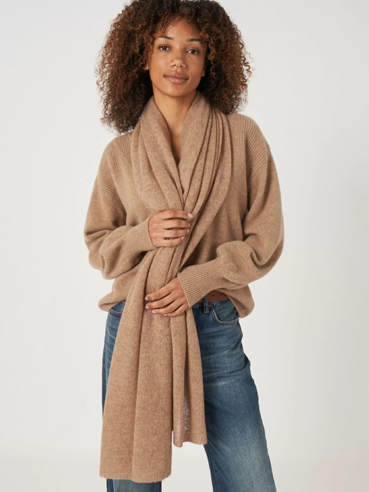 REPEAT cashmere Large Echarpe En Cachemire Biologique Camel Hot