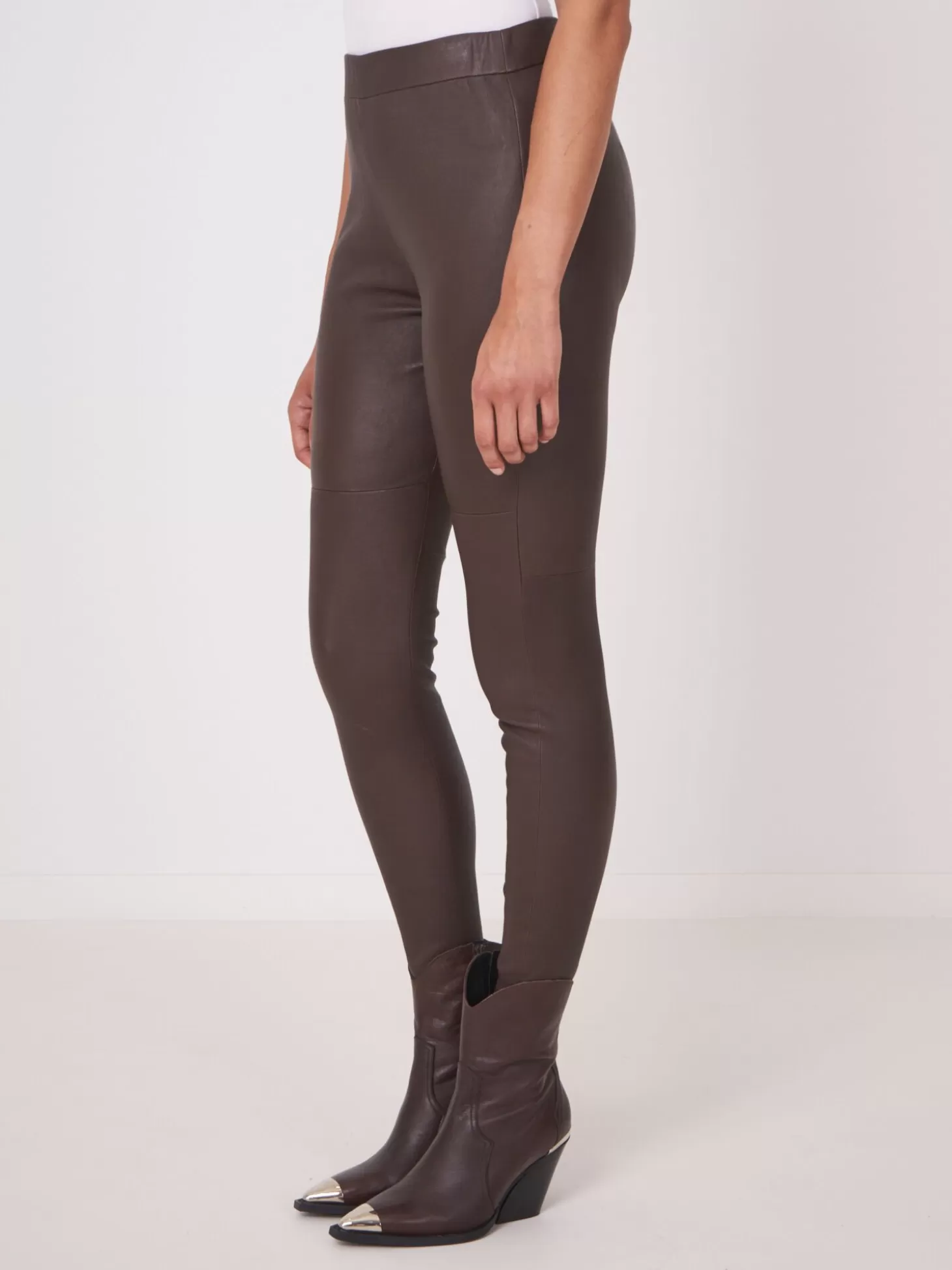 REPEAT cashmere Leggings En Cuir Dark Brown Clearance