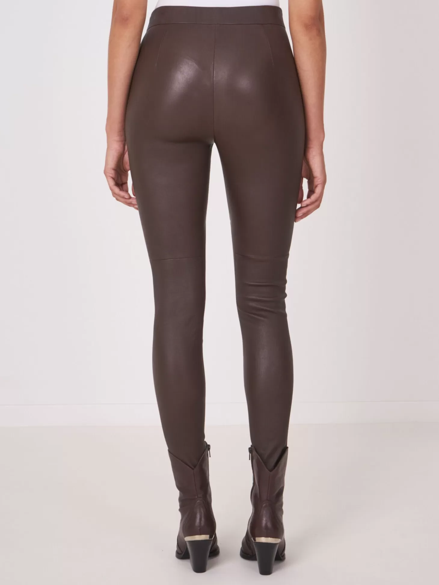 REPEAT cashmere Leggings En Cuir Dark Brown Clearance