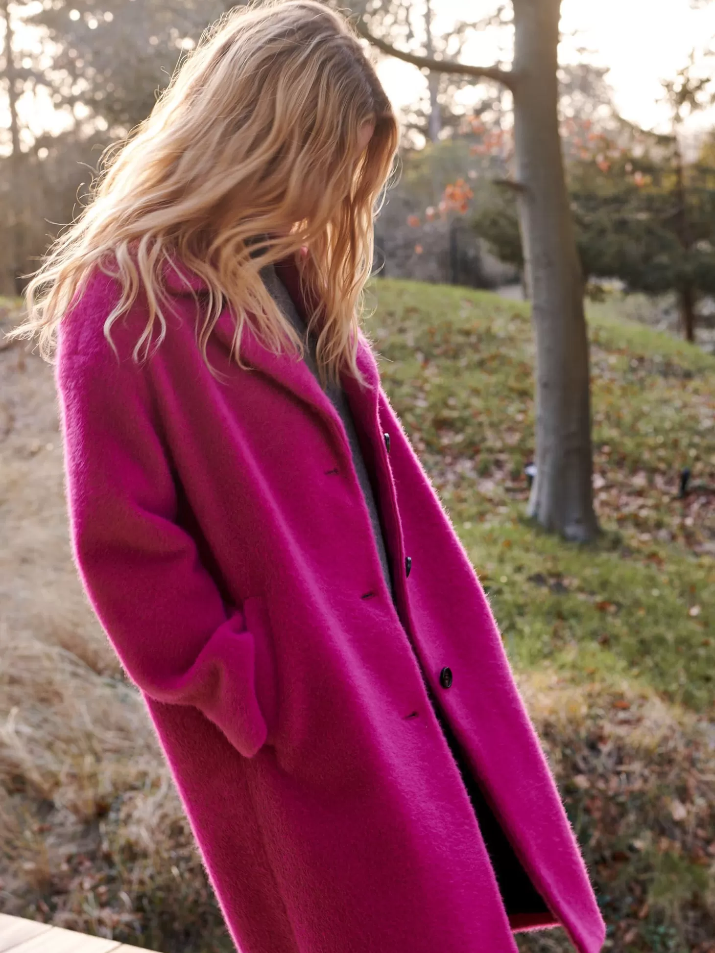 REPEAT cashmere Manteau A Boutons En Laine Melangee Jazzy Pink Shop