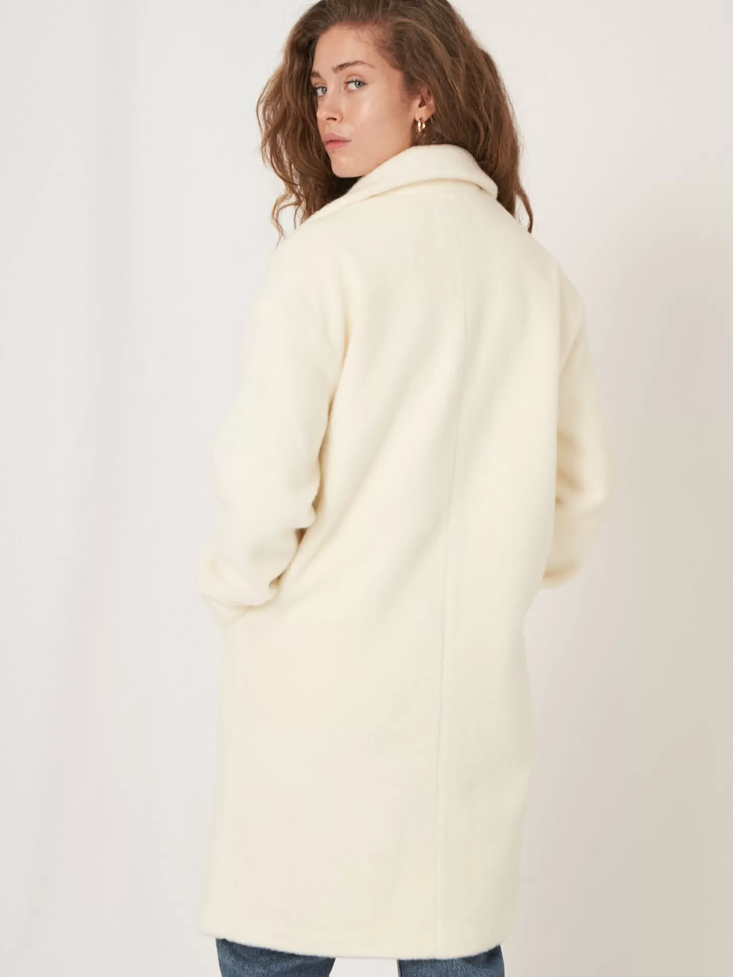 REPEAT cashmere Manteau A Boutons En Laine Melangee Cream Online