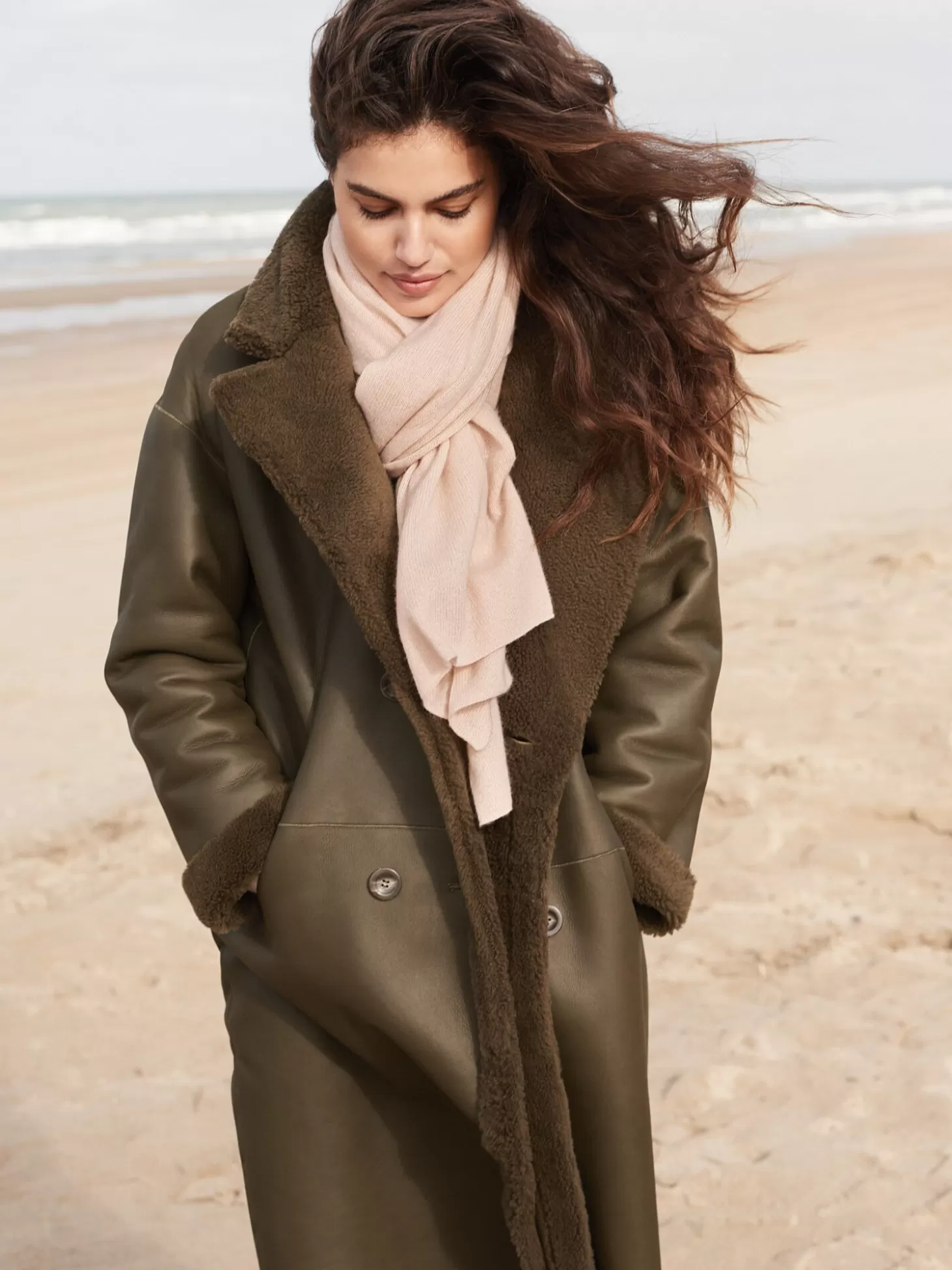 REPEAT cashmere Manteau Long Reversible En Cuir Verde Shop