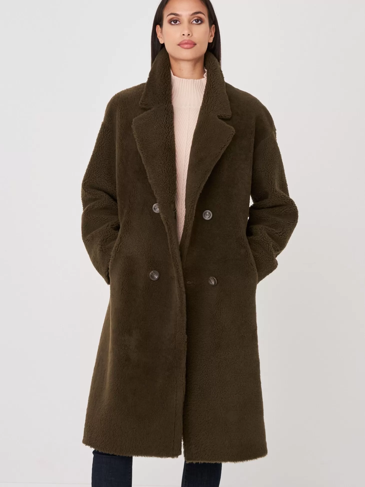 REPEAT cashmere Manteau Long Reversible En Cuir Verde Shop