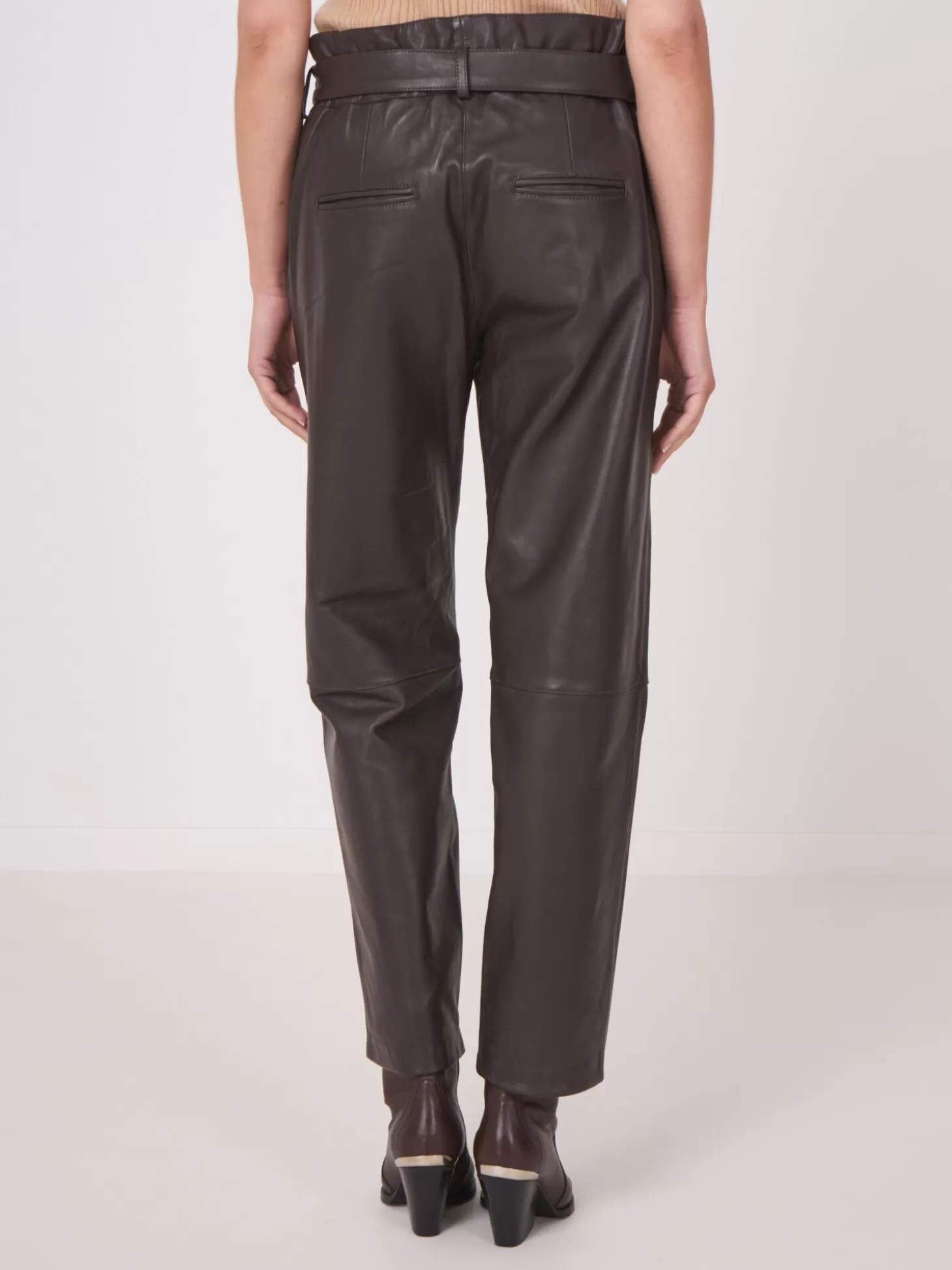 REPEAT cashmere Pantalon Ample En Cuir Avec Bande De Taille Morro Best