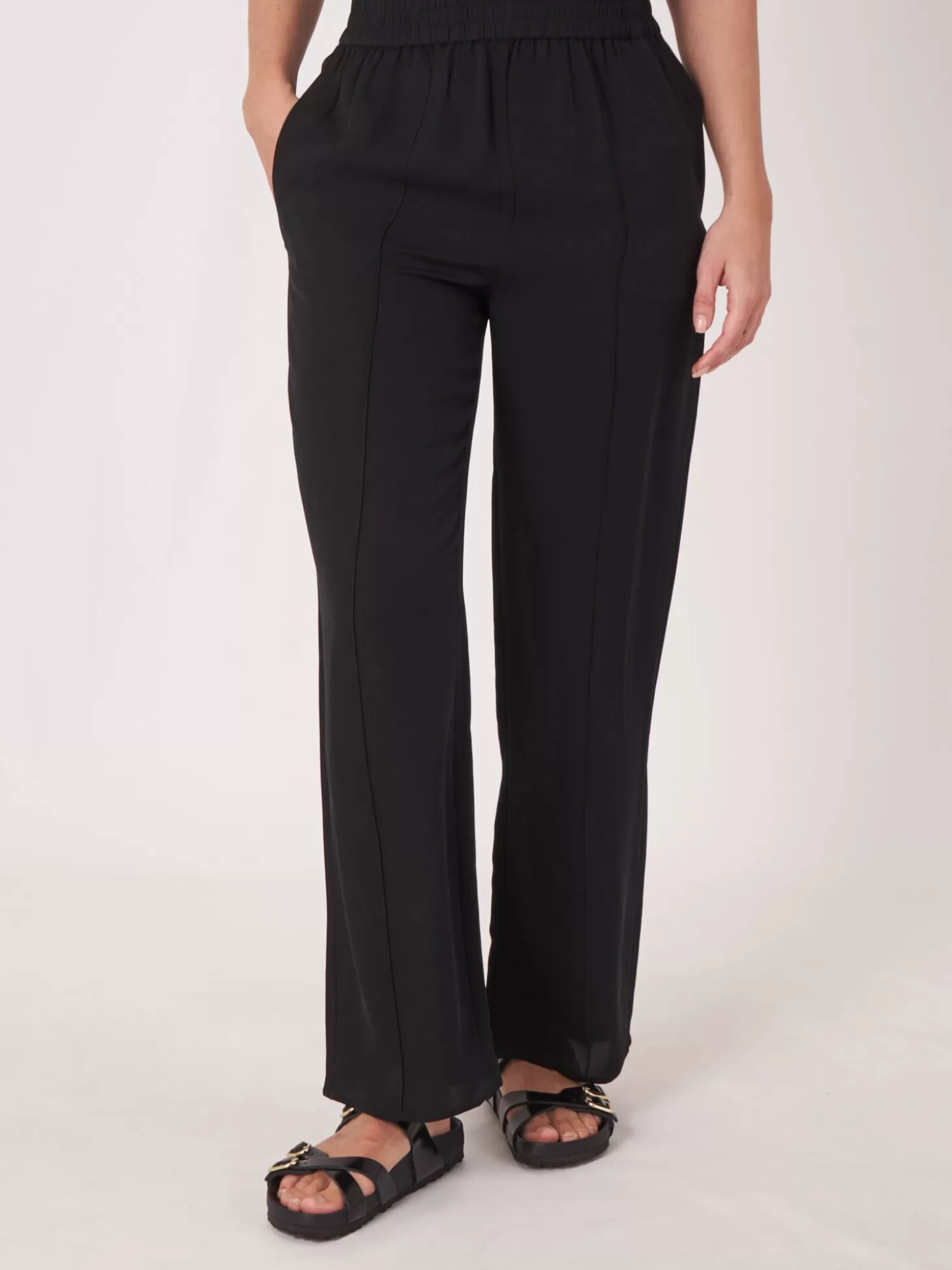 REPEAT cashmere Pantalon Ample En Soie Black Cheap