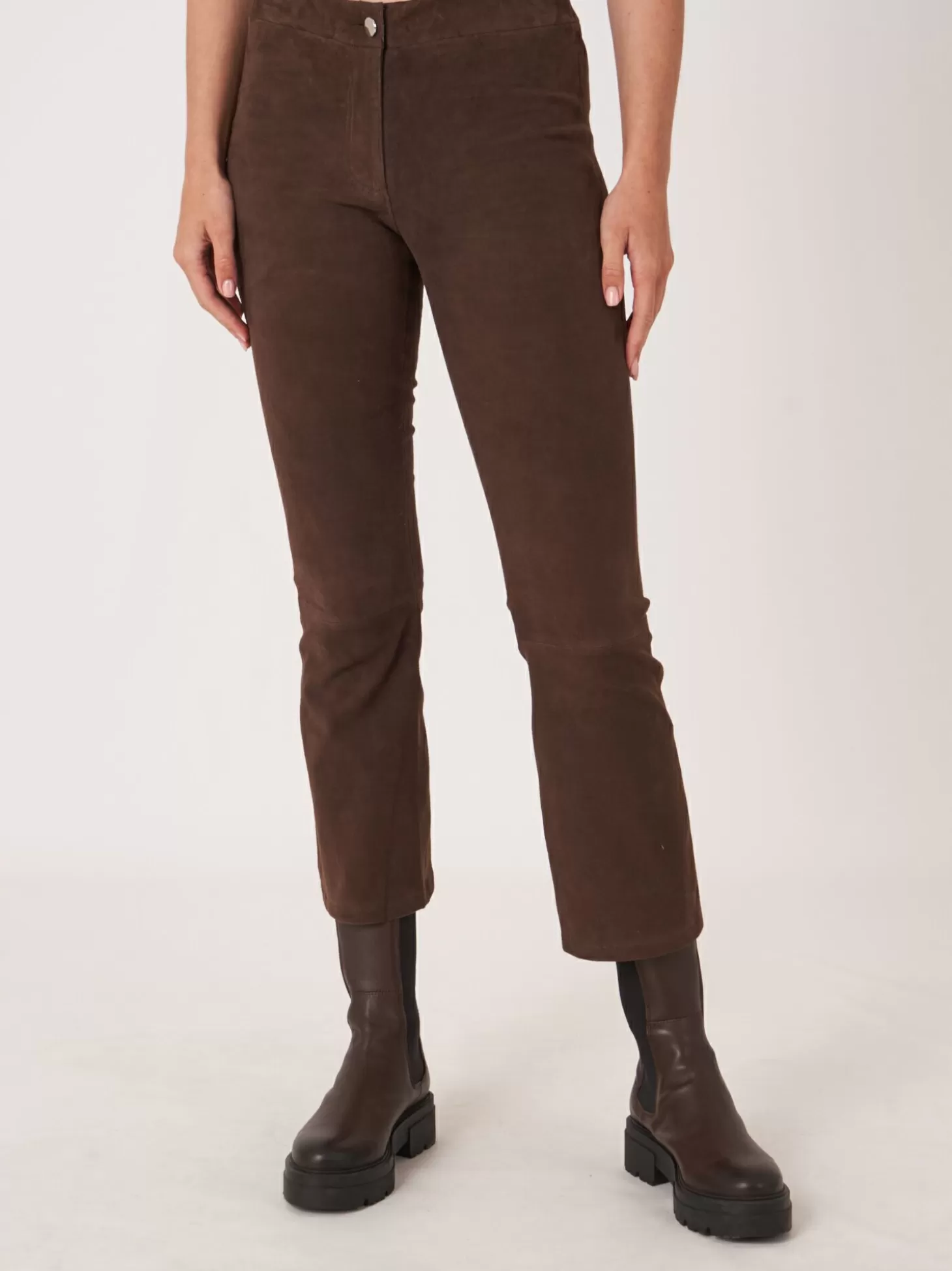 REPEAT cashmere Pantalon Bootcut Court En Daim Morro Cheap