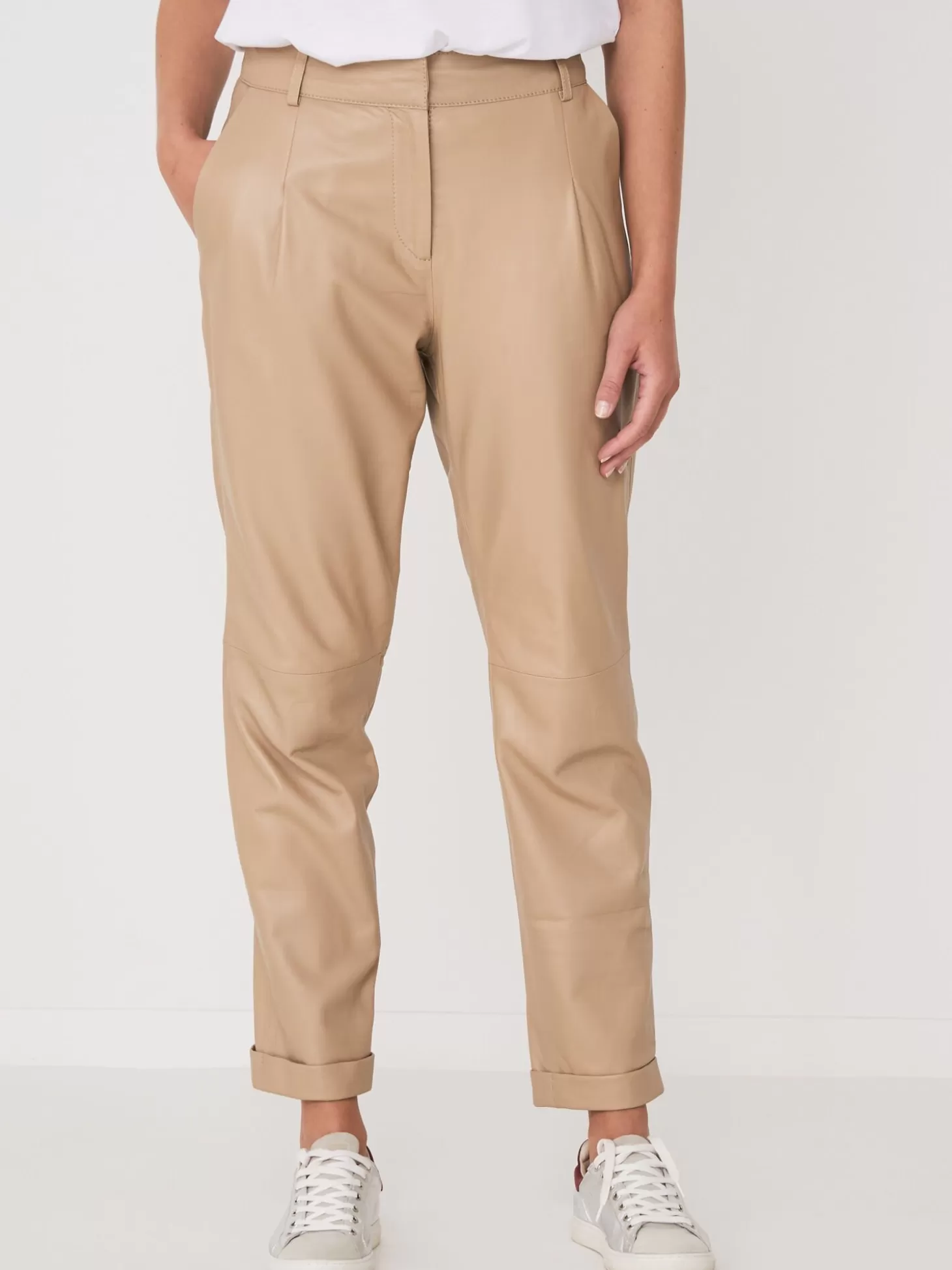 REPEAT cashmere Pantalon Chino En Cuir Nougat Best