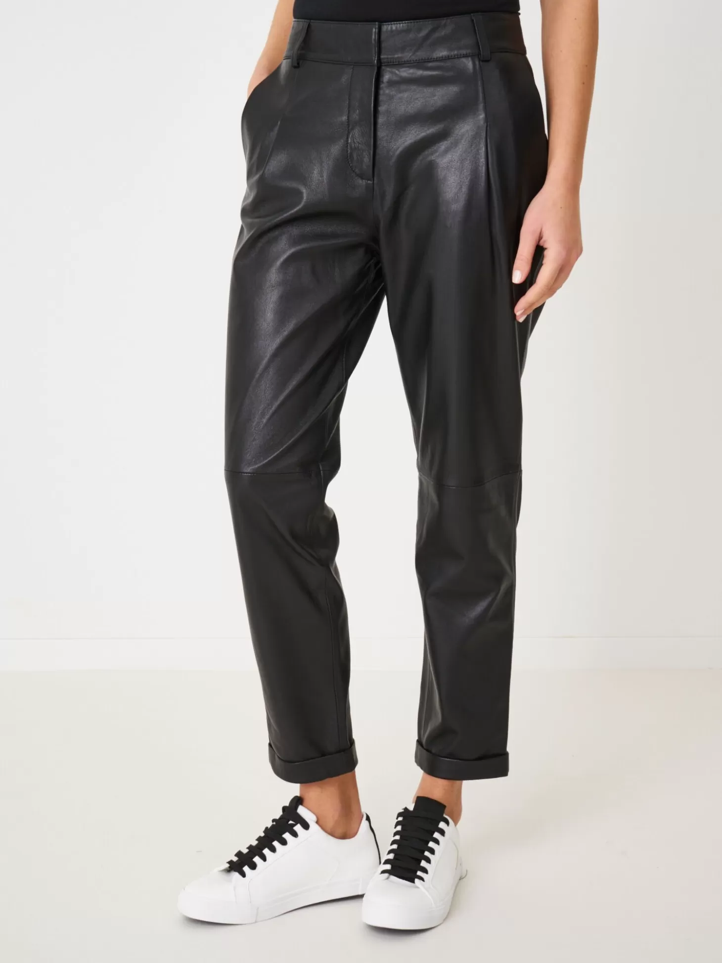 REPEAT cashmere Pantalon Chino En Cuir Black New