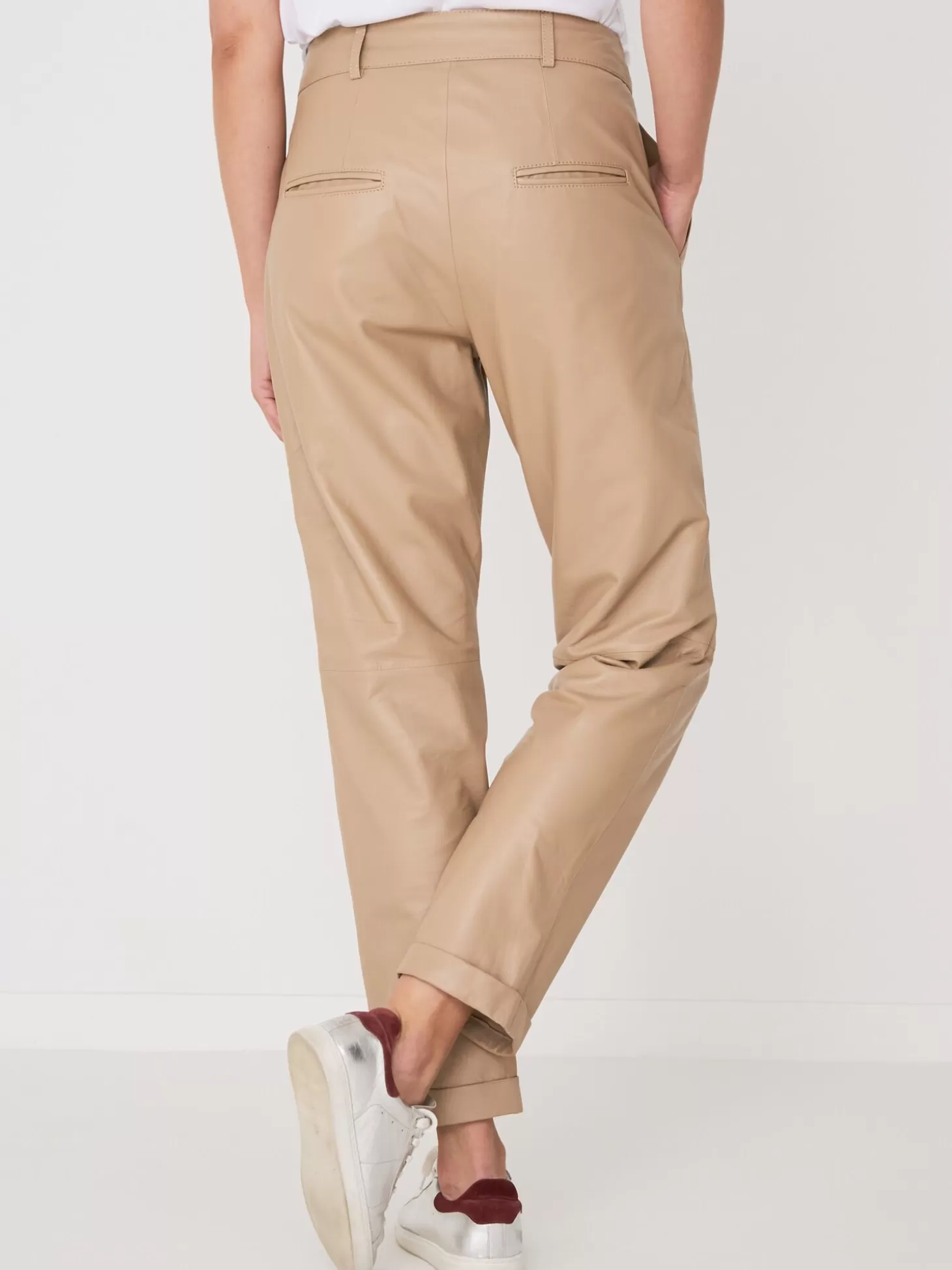 REPEAT cashmere Pantalon Chino En Cuir Nougat Best