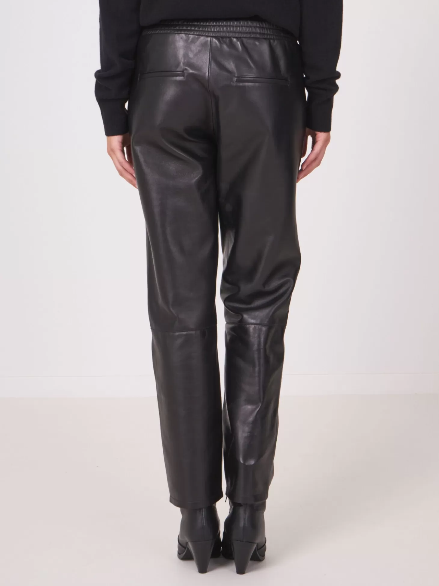 REPEAT cashmere Pantalon En Cuir Ample Black Shop