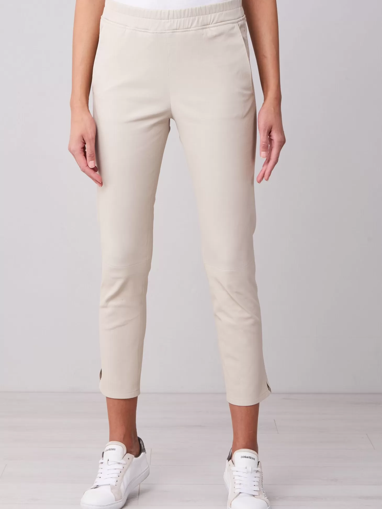 REPEAT cashmere Pantalon En Cuir Extensible Almond Fashion