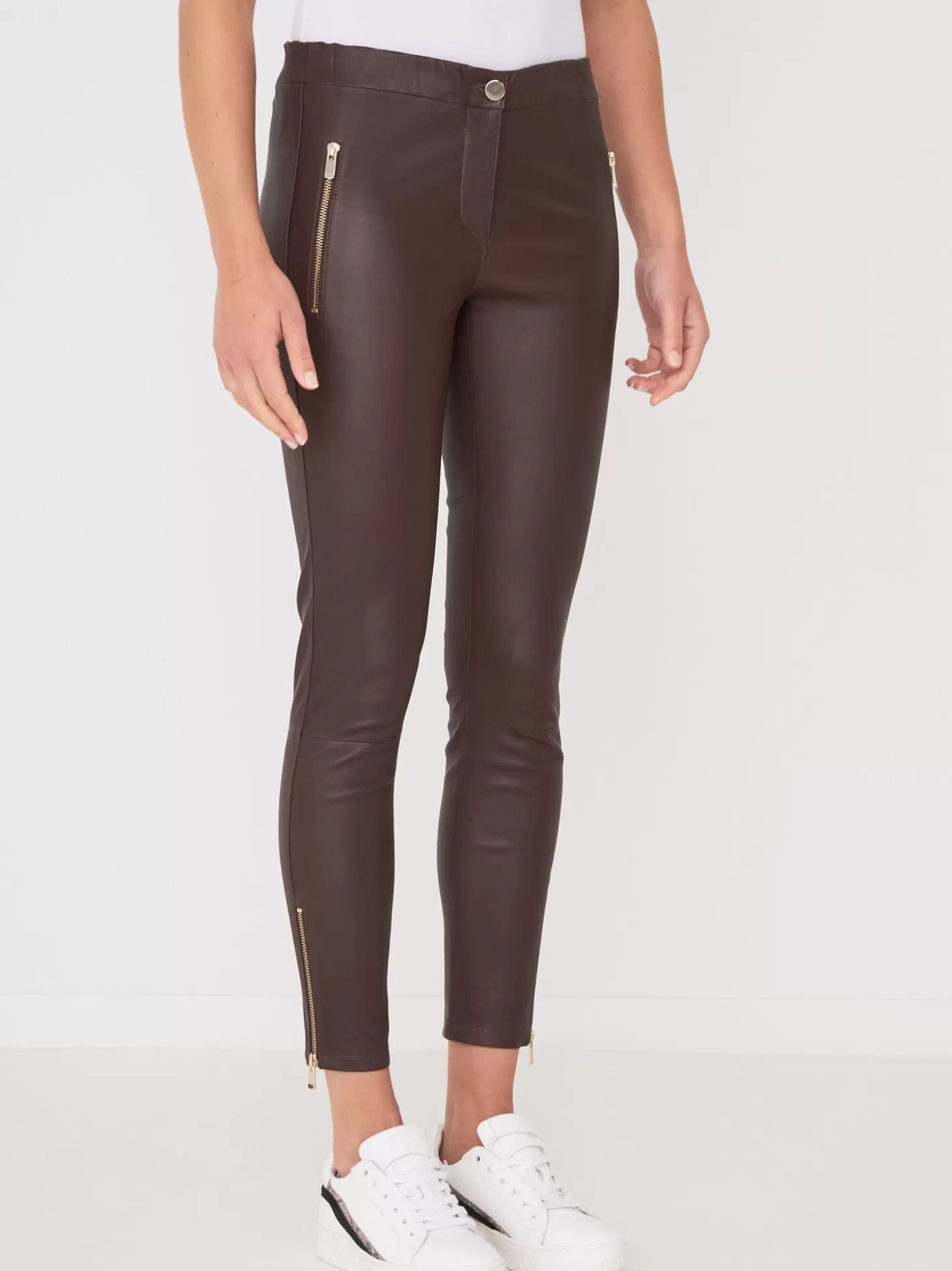 REPEAT cashmere Pantalon Femme En Cuir Marone Online