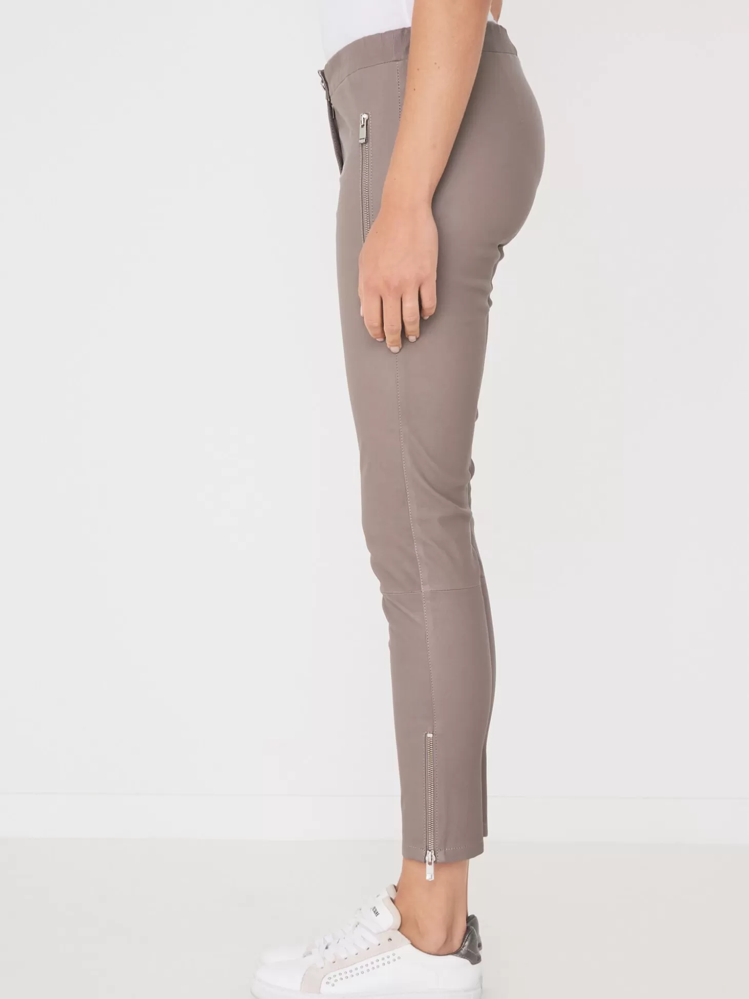 REPEAT cashmere Pantalon Femme En Cuir Taupe Fashion