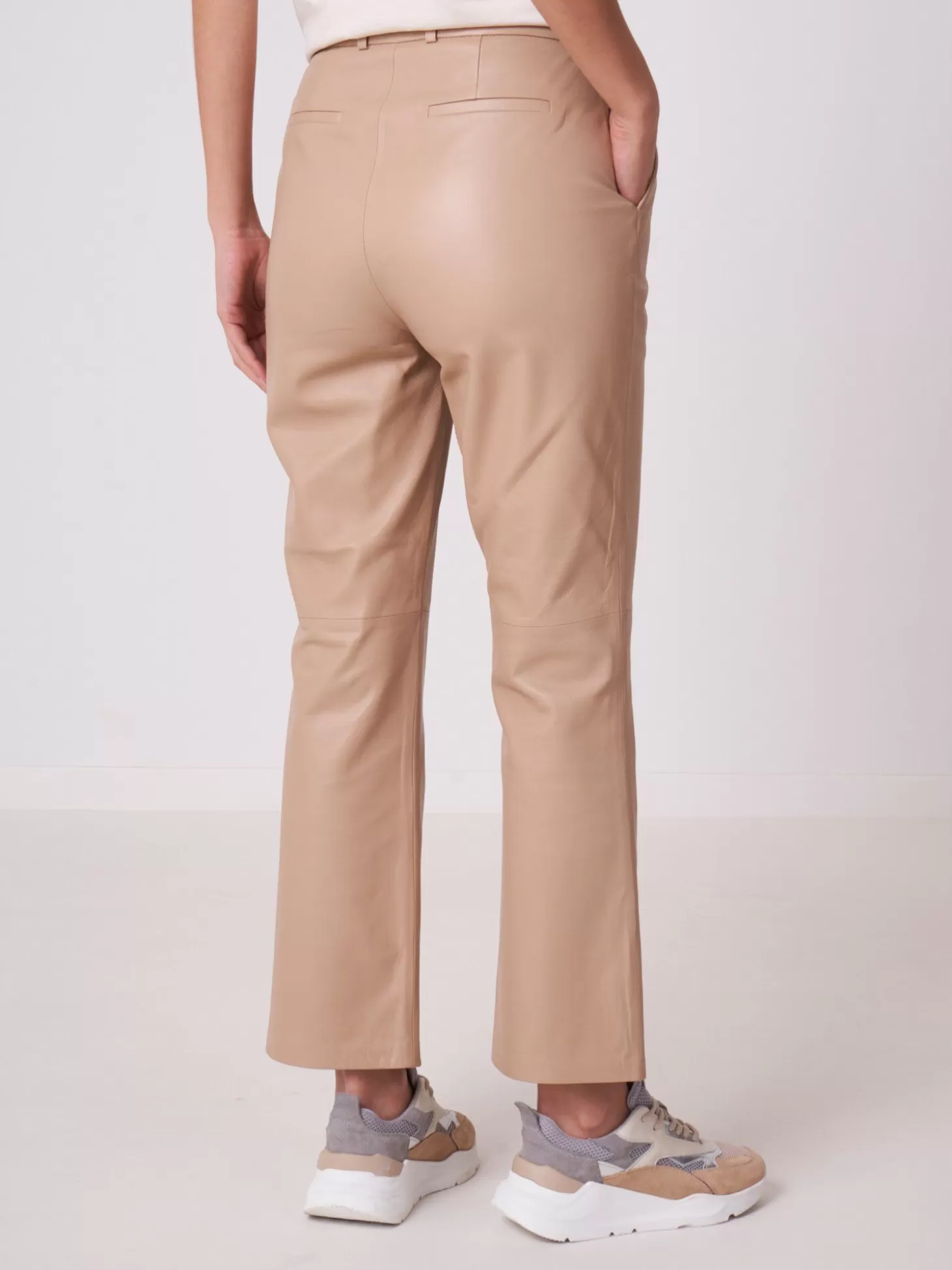 REPEAT cashmere Pantalon Large En Cuir Nougat Sale