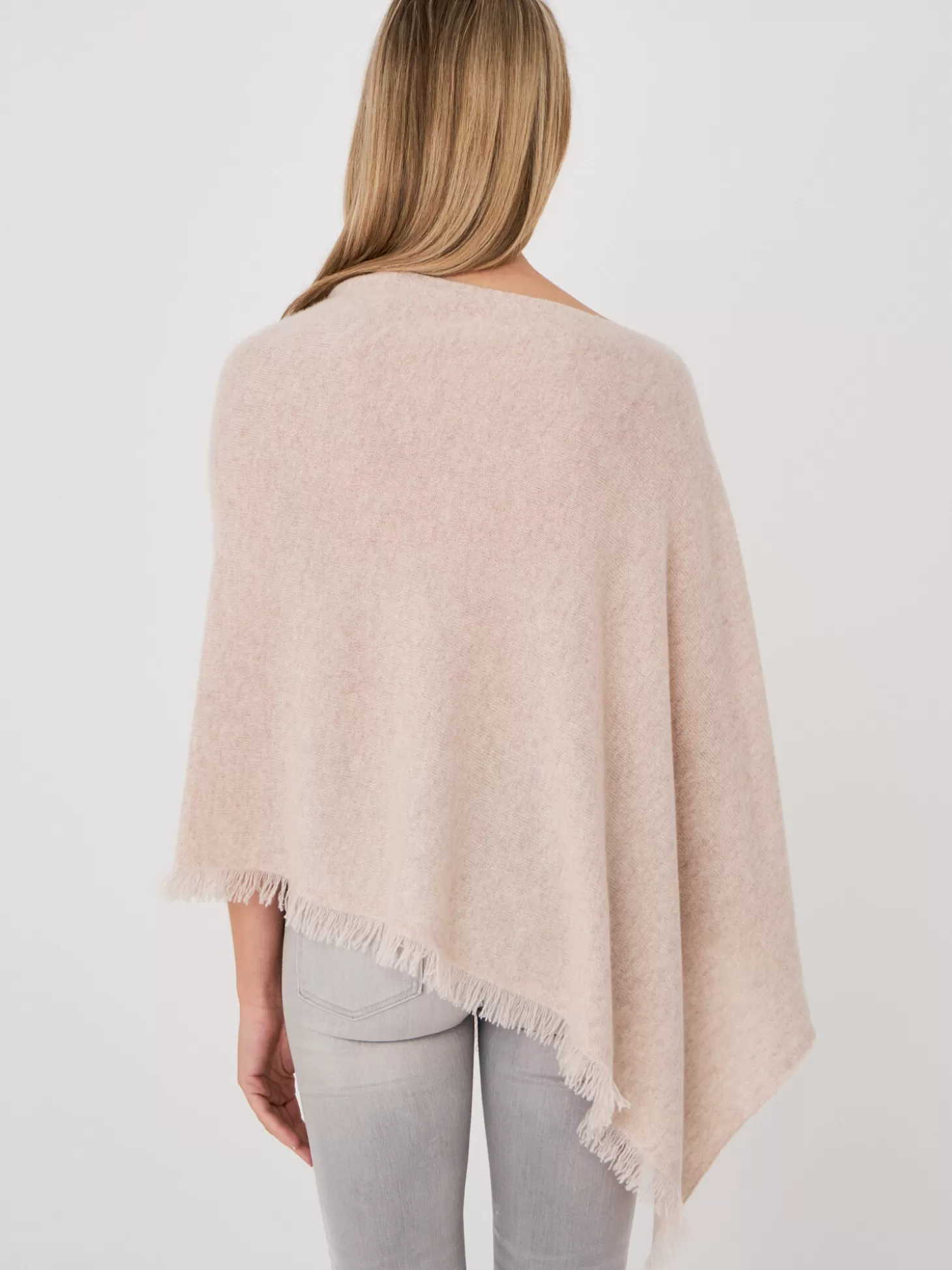 REPEAT cashmere Poncho Asymetrique A Frange En Cachemire Biologique Beige Online