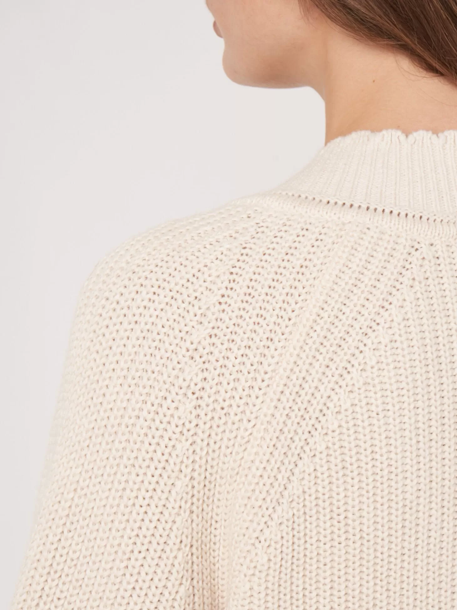 REPEAT cashmere Pull A Col En V Cotele Avec Bord Festonne Ivory Best Sale