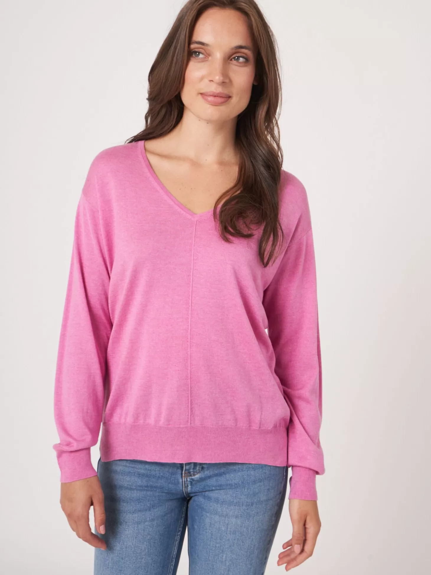 REPEAT cashmere Pull A Col En V En Cachemire Et Soie Melanges Blossom Best