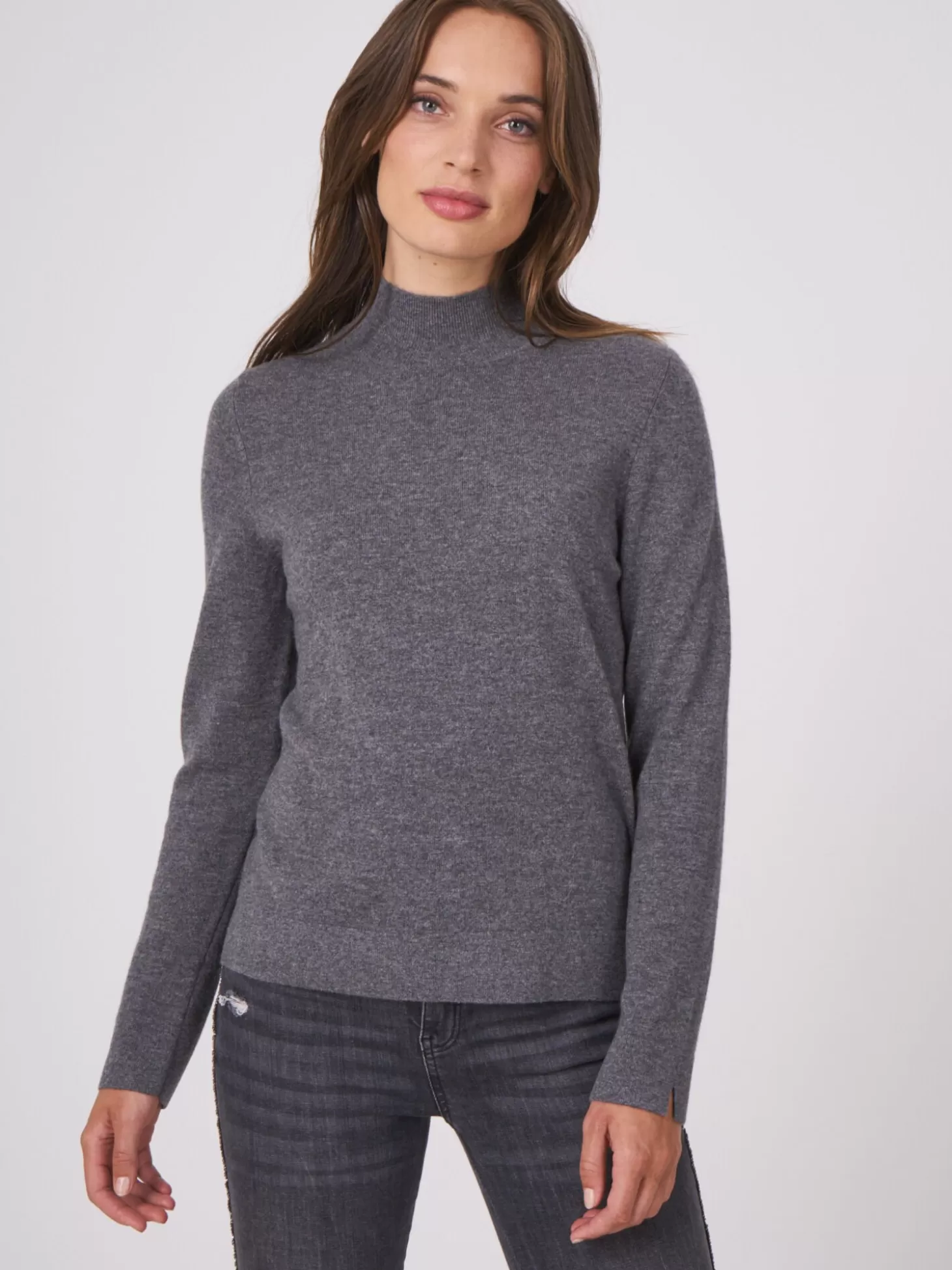 REPEAT cashmere Pull A Col Montant En Cachemire Biologique Med Grey Best Sale