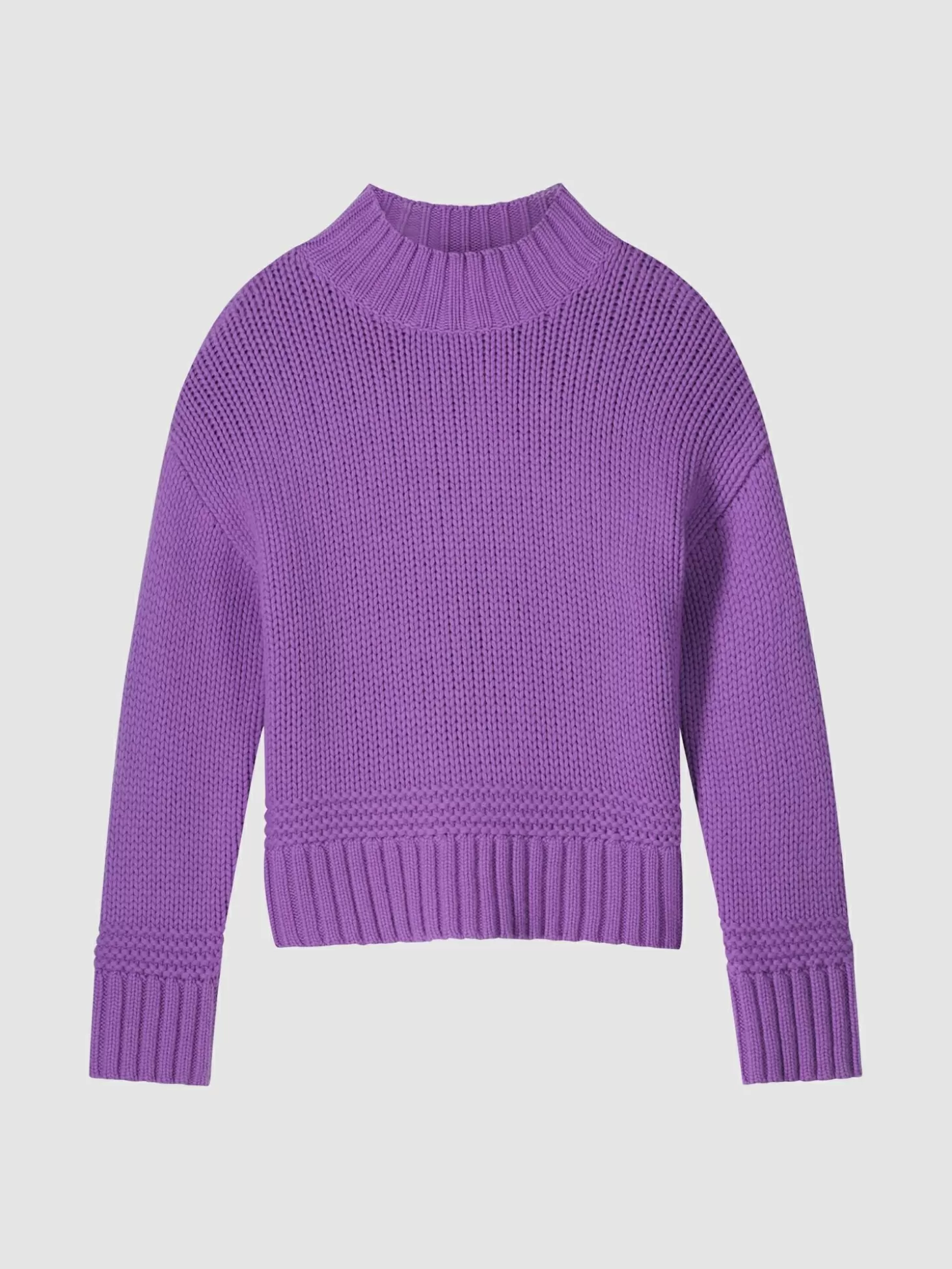 REPEAT cashmere Pull A Col Montant Et Ourlet Et Details Coteles Lilac Cheap