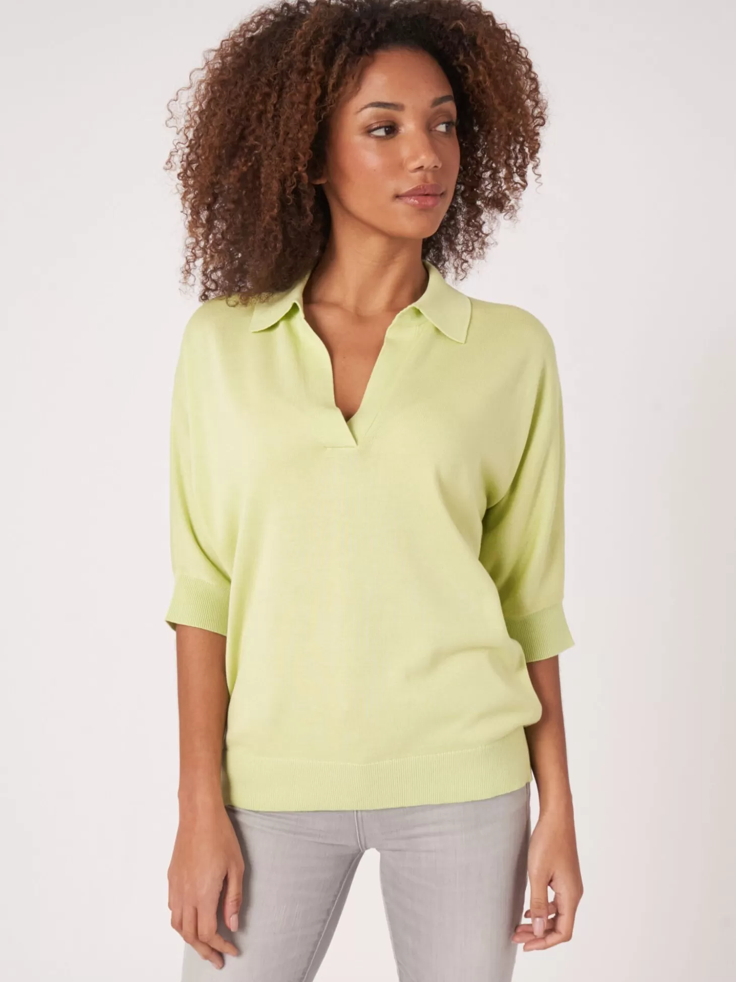 REPEAT cashmere Pull A Col Polo En Coton Melange Soda Best