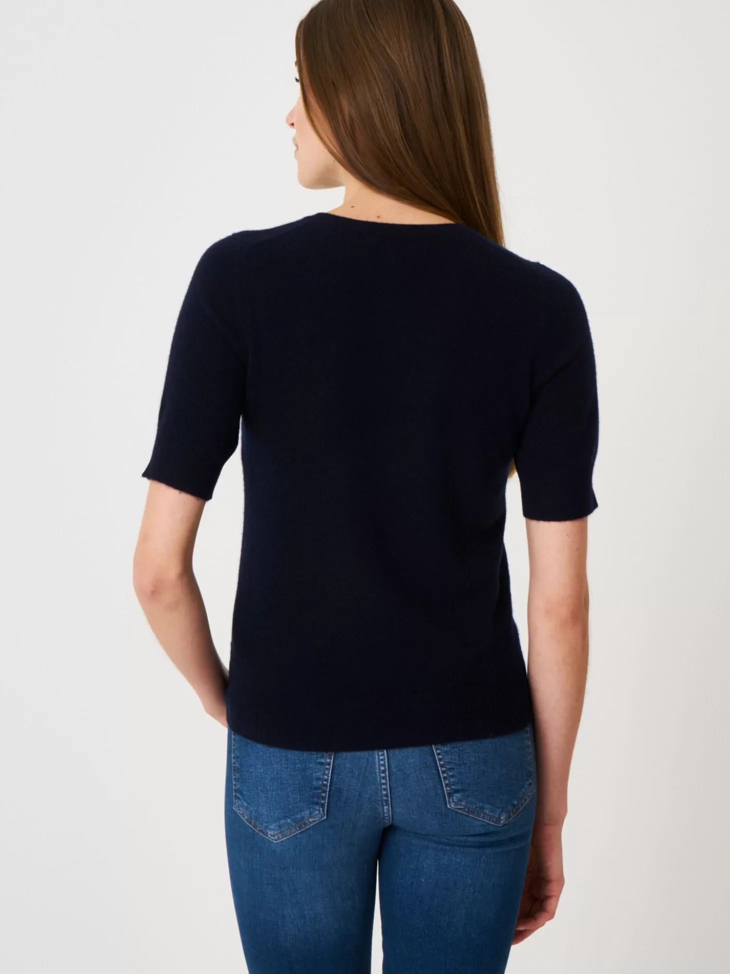 REPEAT cashmere Pull A Manches Courtes En Cachemire Biologique Navy Clearance