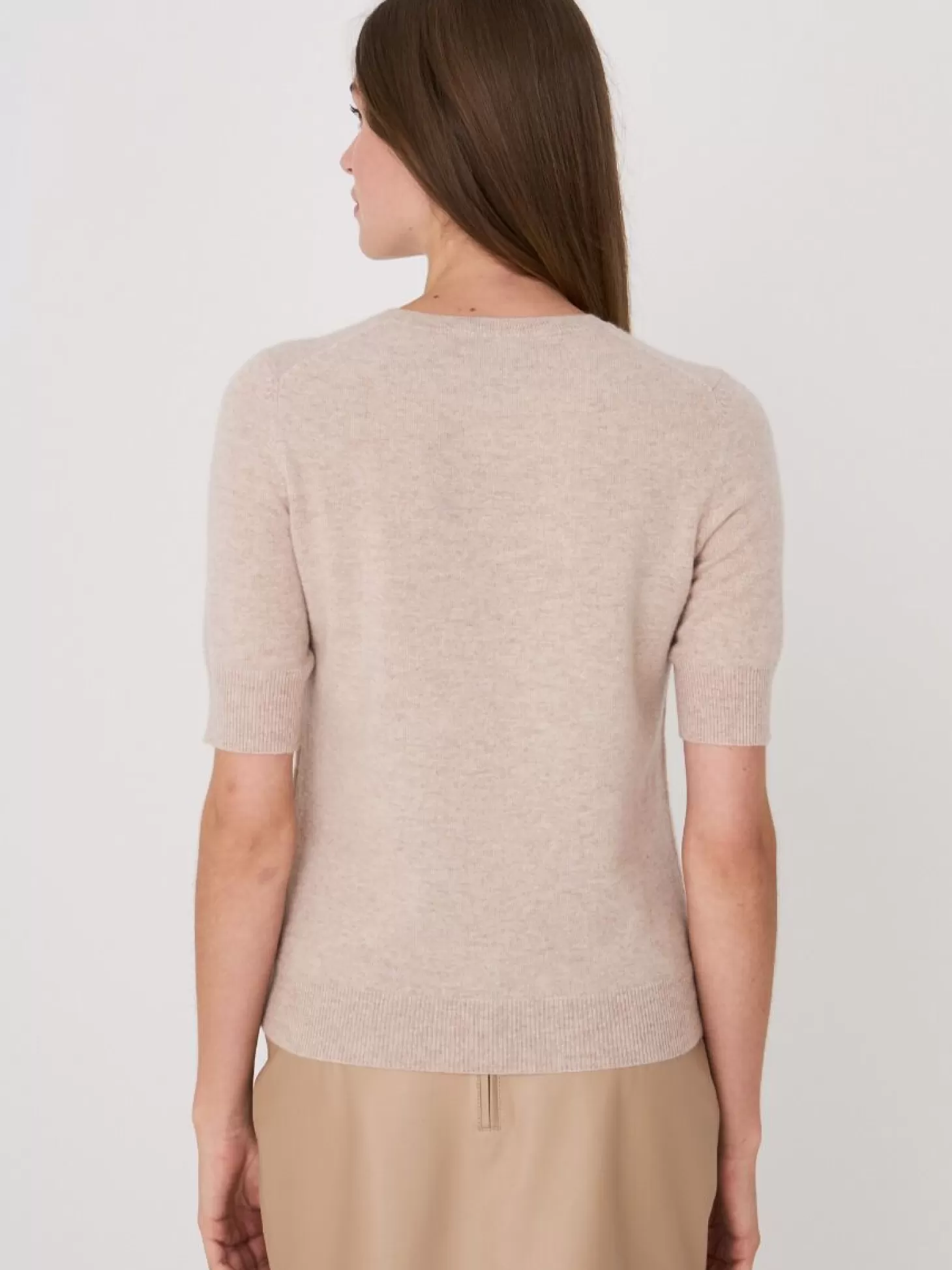 REPEAT cashmere Pull A Manches Courtes En Cachemire Biologique Beige Hot