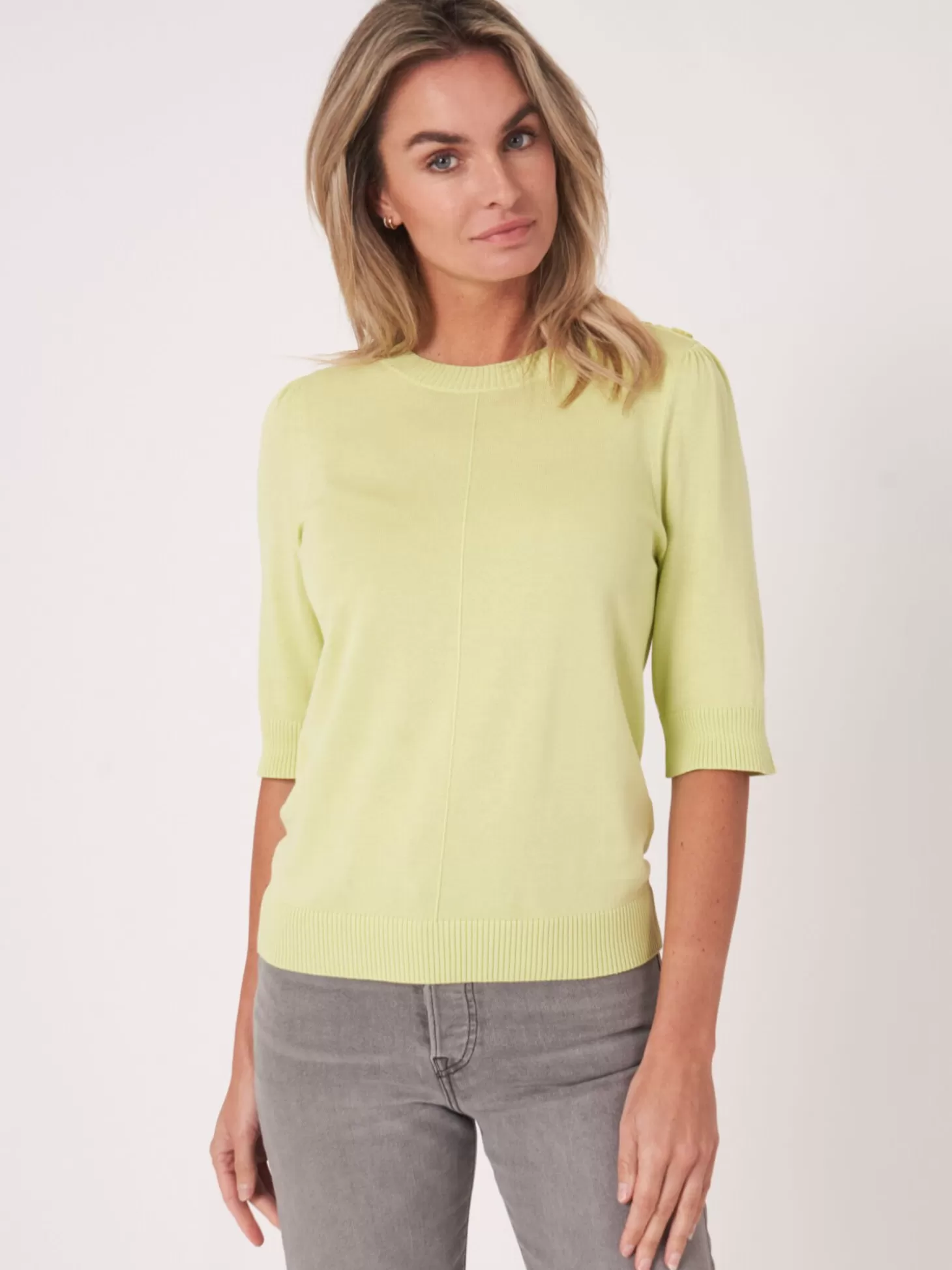 REPEAT cashmere Pull A Manches Courtes En Coton Melange Soda Hot