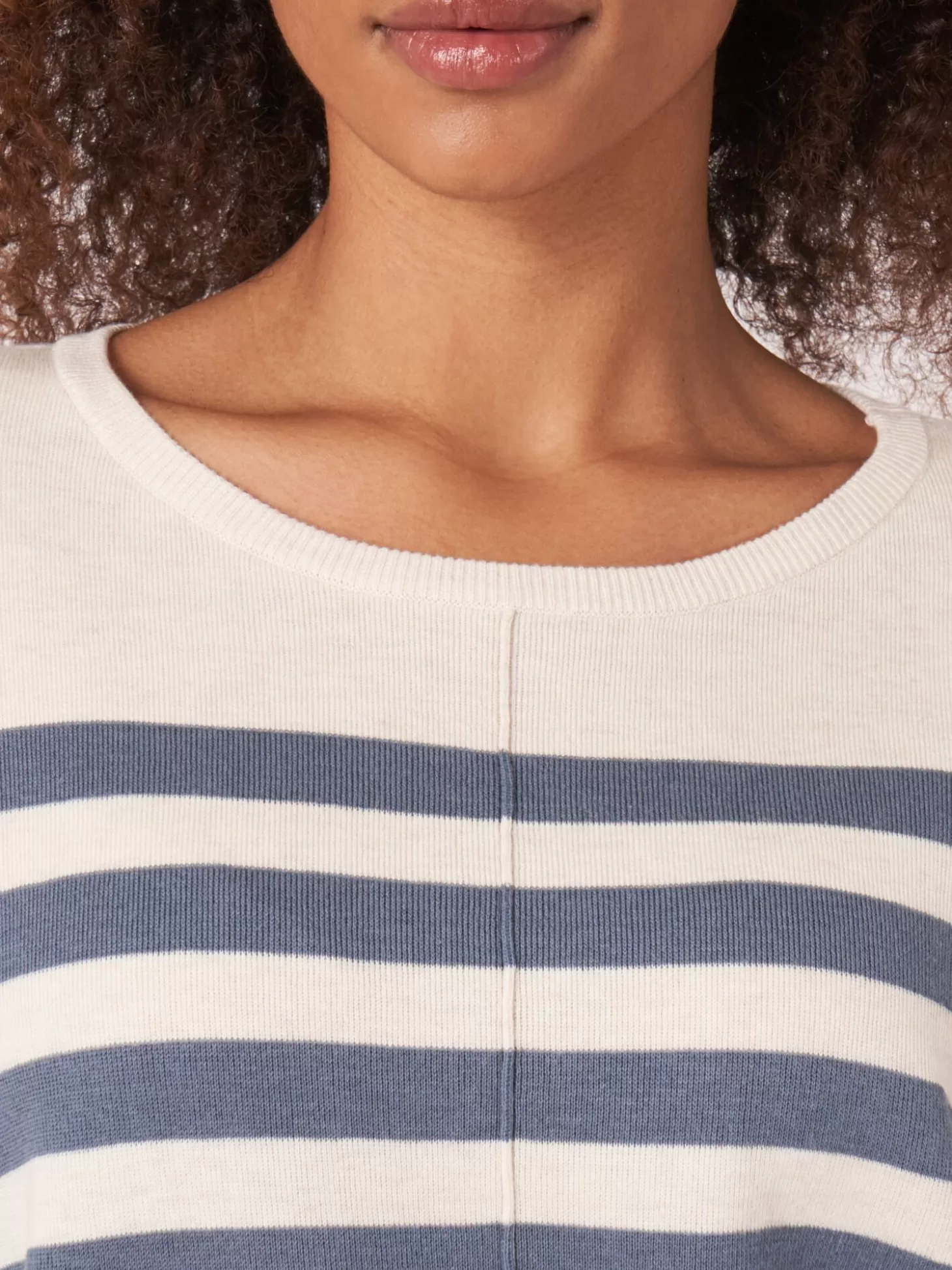 REPEAT cashmere Pull A Rayures En Coton Melange En Double Maille Fine Denim New