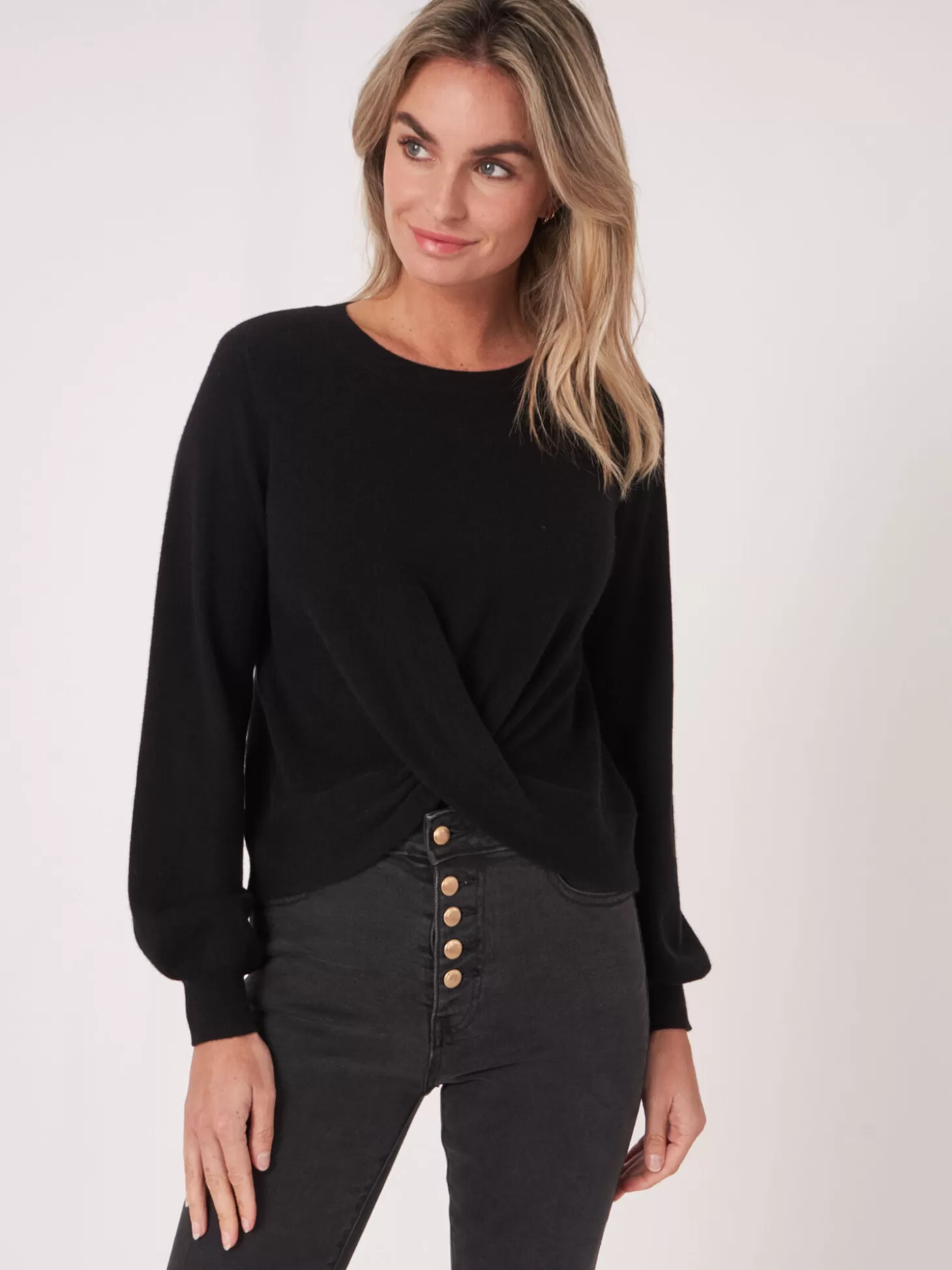 REPEAT cashmere Pull Avec Ourlet Torsade En Cachemire Biologique Black Online