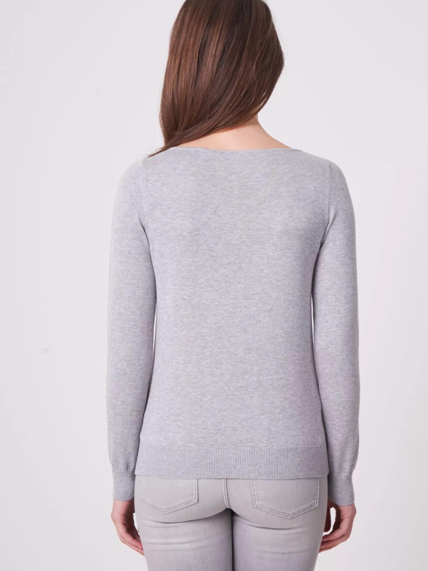 REPEAT cashmere Pull Basique A Col Bateau En Coton Melange Grey Sale